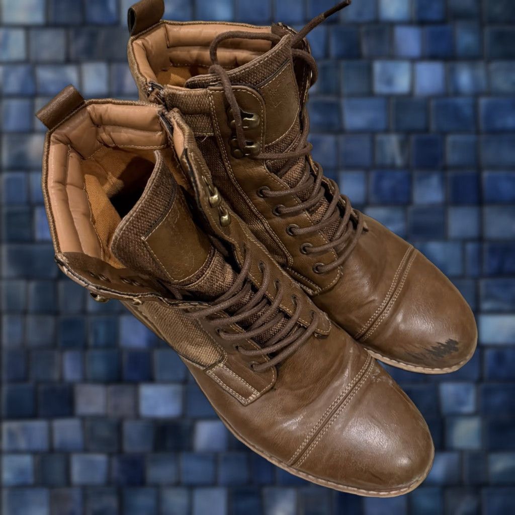 Vintage VINTAGE J75 GARRET Cap-Toe Jump Boots Men 10.5 Brown Tan Military Style Boots Size US 11 / EU 44 - 1 Thumbnail