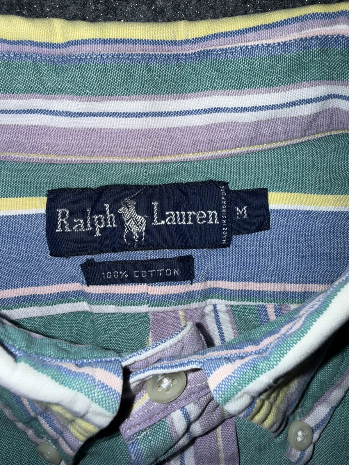 Ralph Lauren Vintage 90s Ralph Lauren Pastel Stripe Oxford Shirt Size US M / EU 48-50 / 2 - 4 Thumbnail