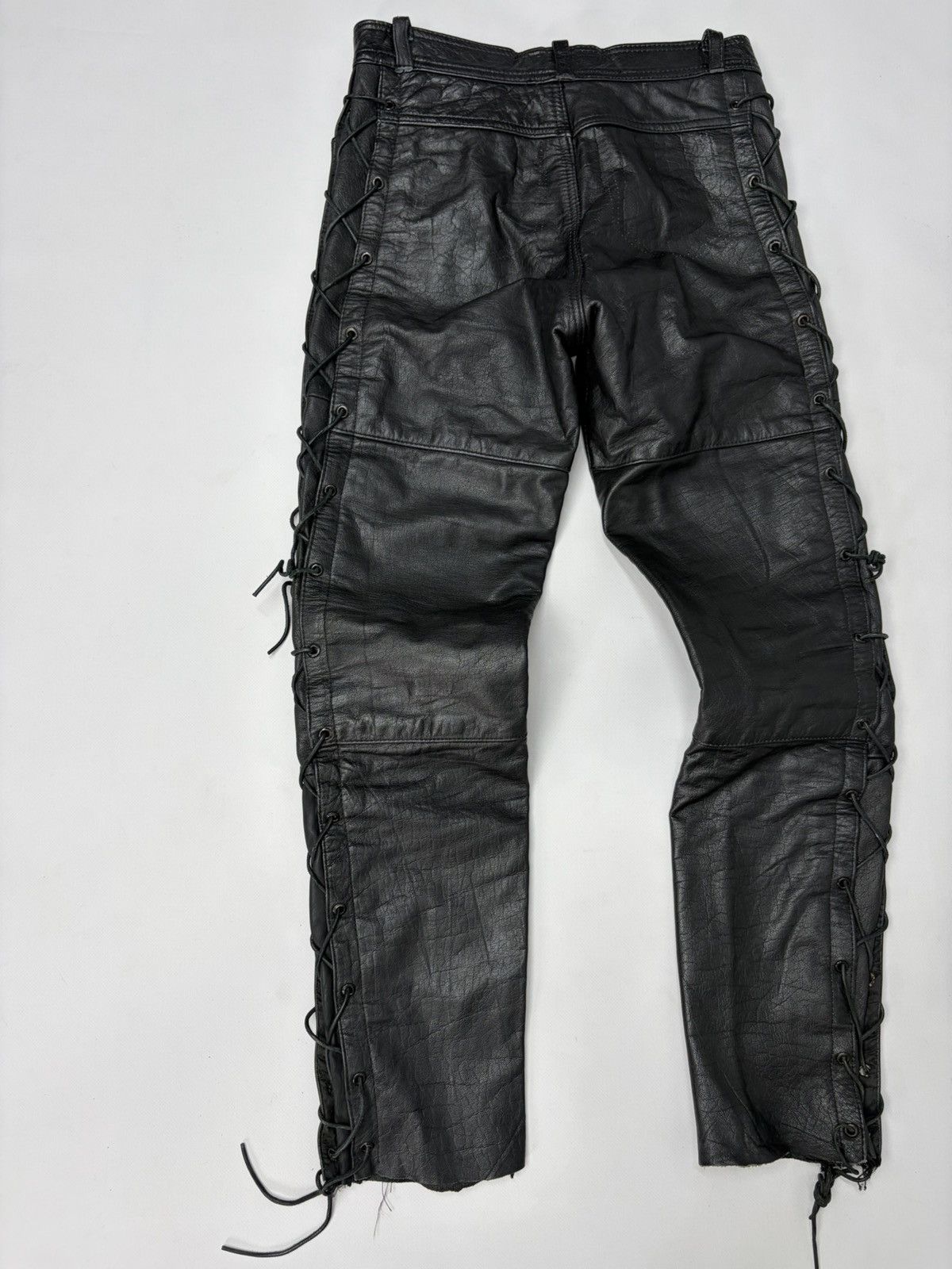 Hedi Slimane 🔥 Vintage Leather Pants 00s Italian Rock Noir Archive Grunge Size US 29 - 3 Thumbnail