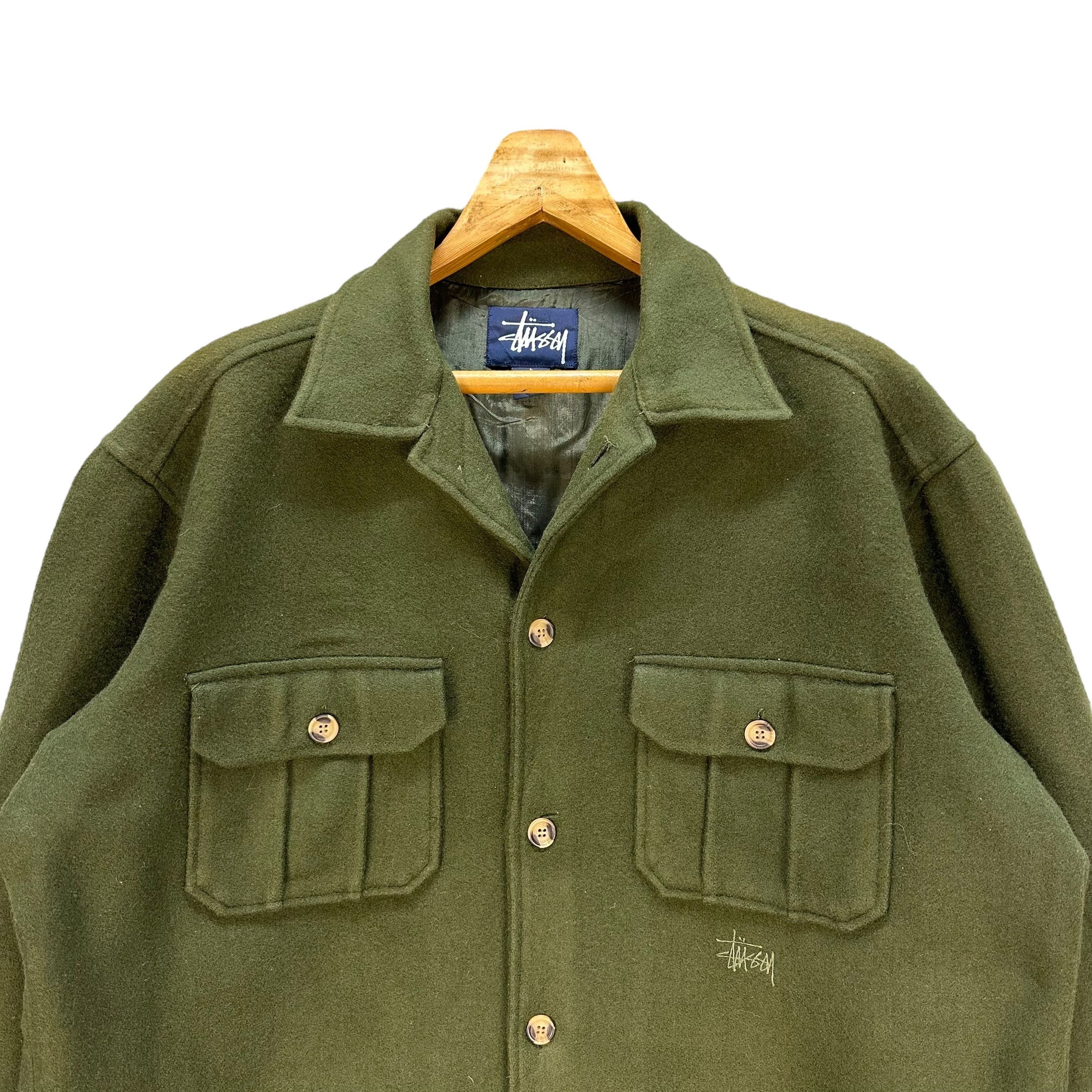 Stussy 90’s STUSSY Workwear Green Wool Flannel Jacket #105-1460 Size US L / EU 52-54 / 3 - 2 Thumbnail