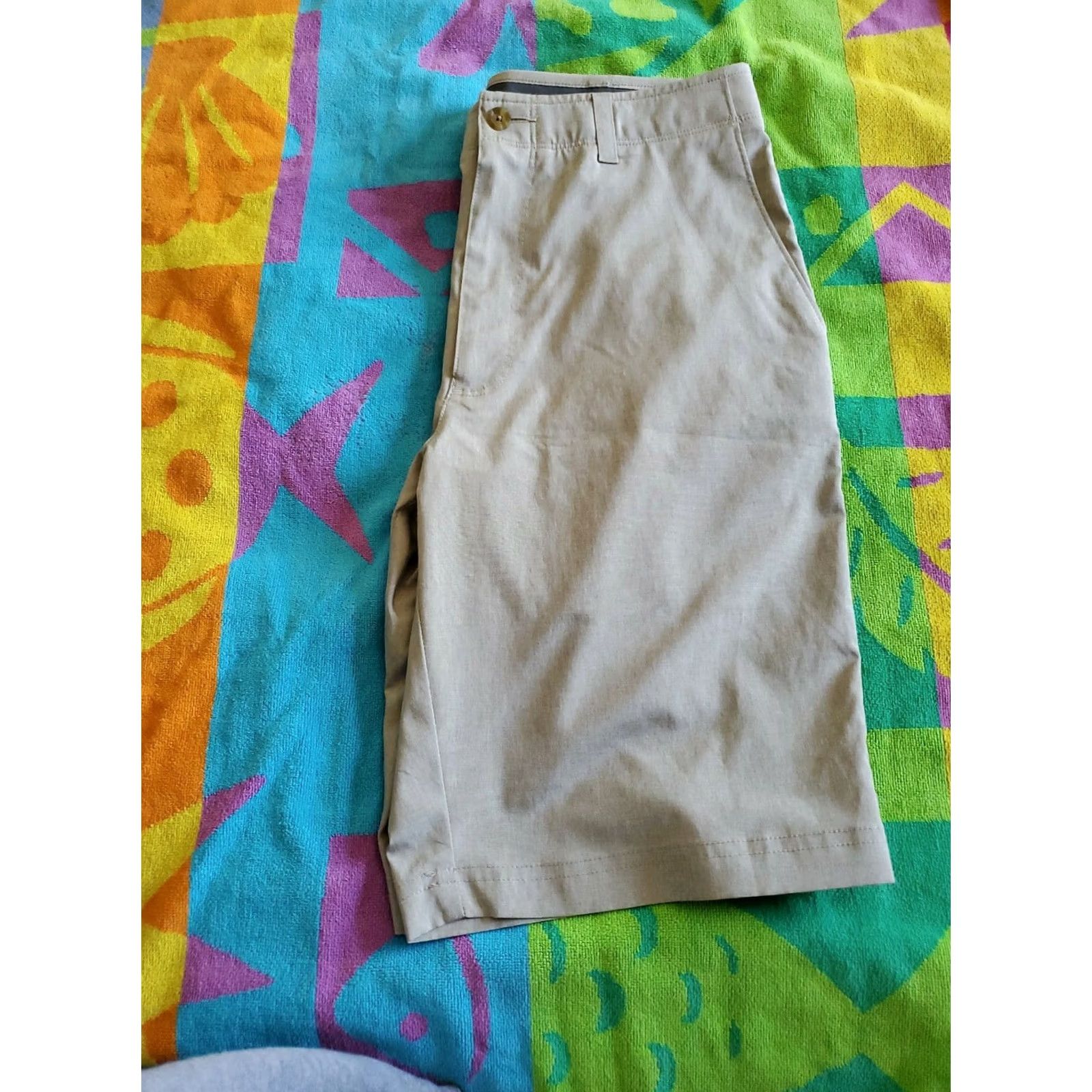 Vintage Jack Nicklaus Golf/Chino Shorts Flat Front Men's SZ W30×L10 Beige Polyester Casual Shorts Joe Nicklaus Golf Theme 90s? Size US 30 / EU 46 - 4 Thumbnail
