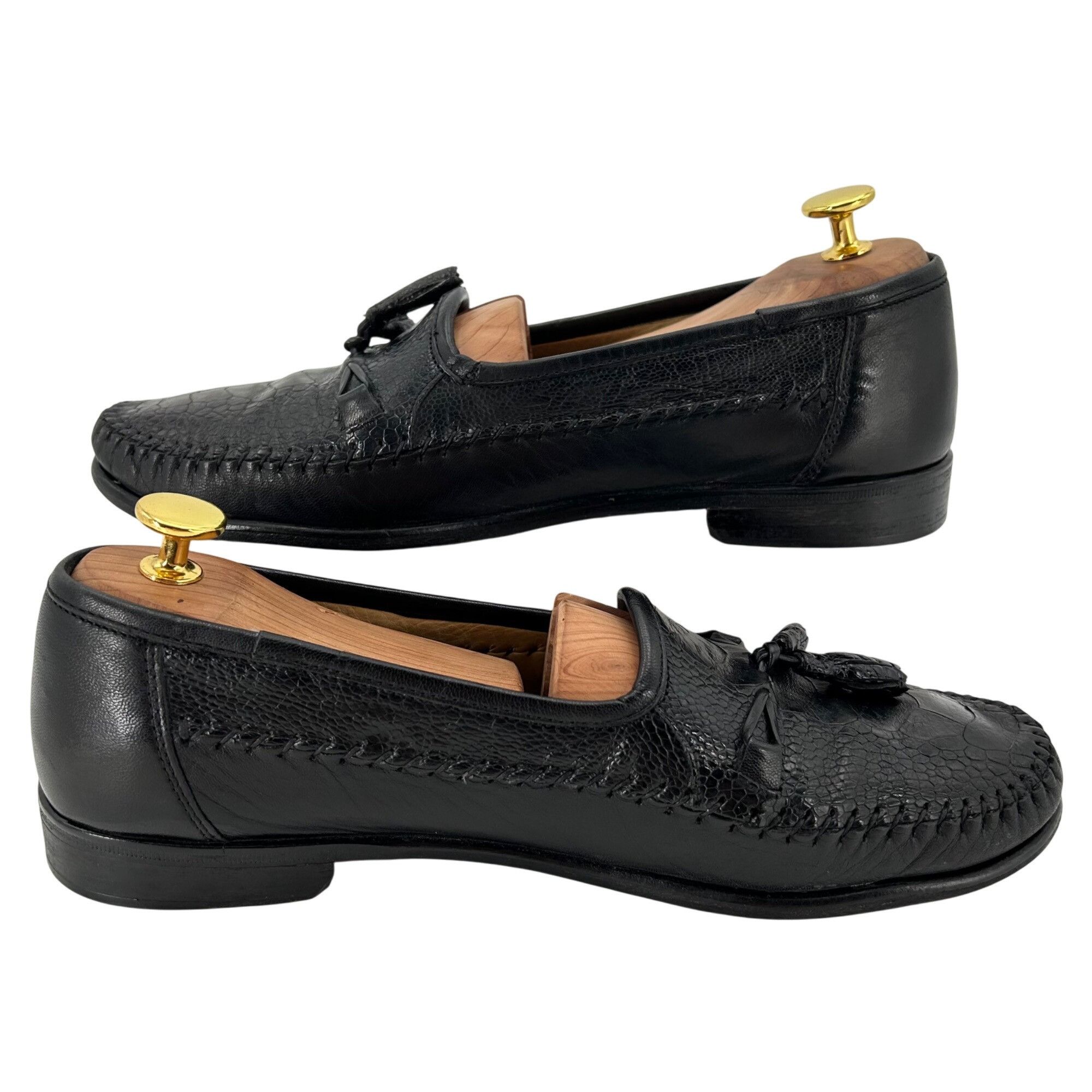 Zelli Vintage Zelli Men's Size 9M Black Exotic Ostrich Leg Leather Size US 9 / EU 42 - 7 Thumbnail