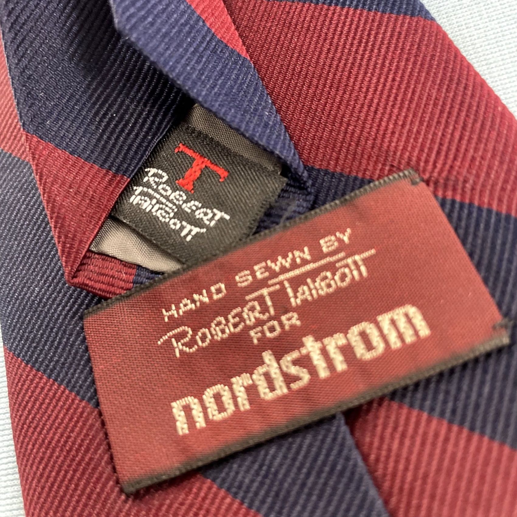 Robert Talbott VINTAGE Robert Talbott Nordstrom Silk Tie Repp Tie Woven Silk Red Blue 90s 3.5x58 Mens Neckwear Size ONE SIZE - 3 Thumbnail