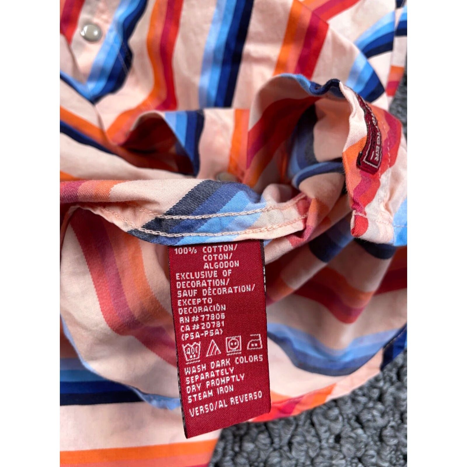 Tommy Hilfiger Tommy Hilfiger Shirt Adult XL Orange Blue Red Colorful Striped Western Pearl Snap Cowboy Cotton Mens Size US XL / EU 56 / 4 - 4 Thumbnail