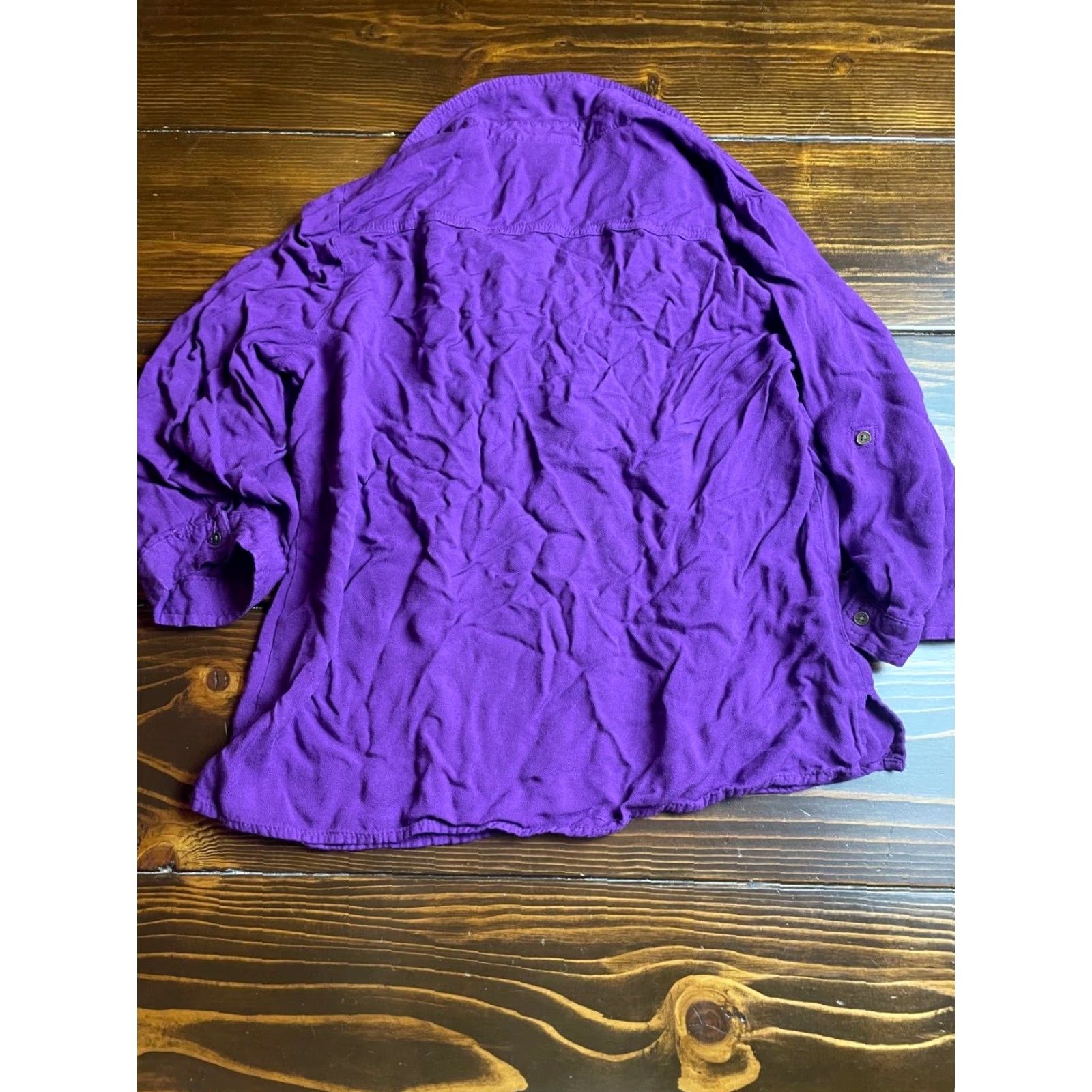 Vintage St.John's Bay Blouse Women's Large Purple ¾ Sleeve Pockets Collared Hanley Blouse Ladies L Purple 3/4 Sleeve Pockets Collared Size L / US 10 / IT 46 - 2 Thumbnail
