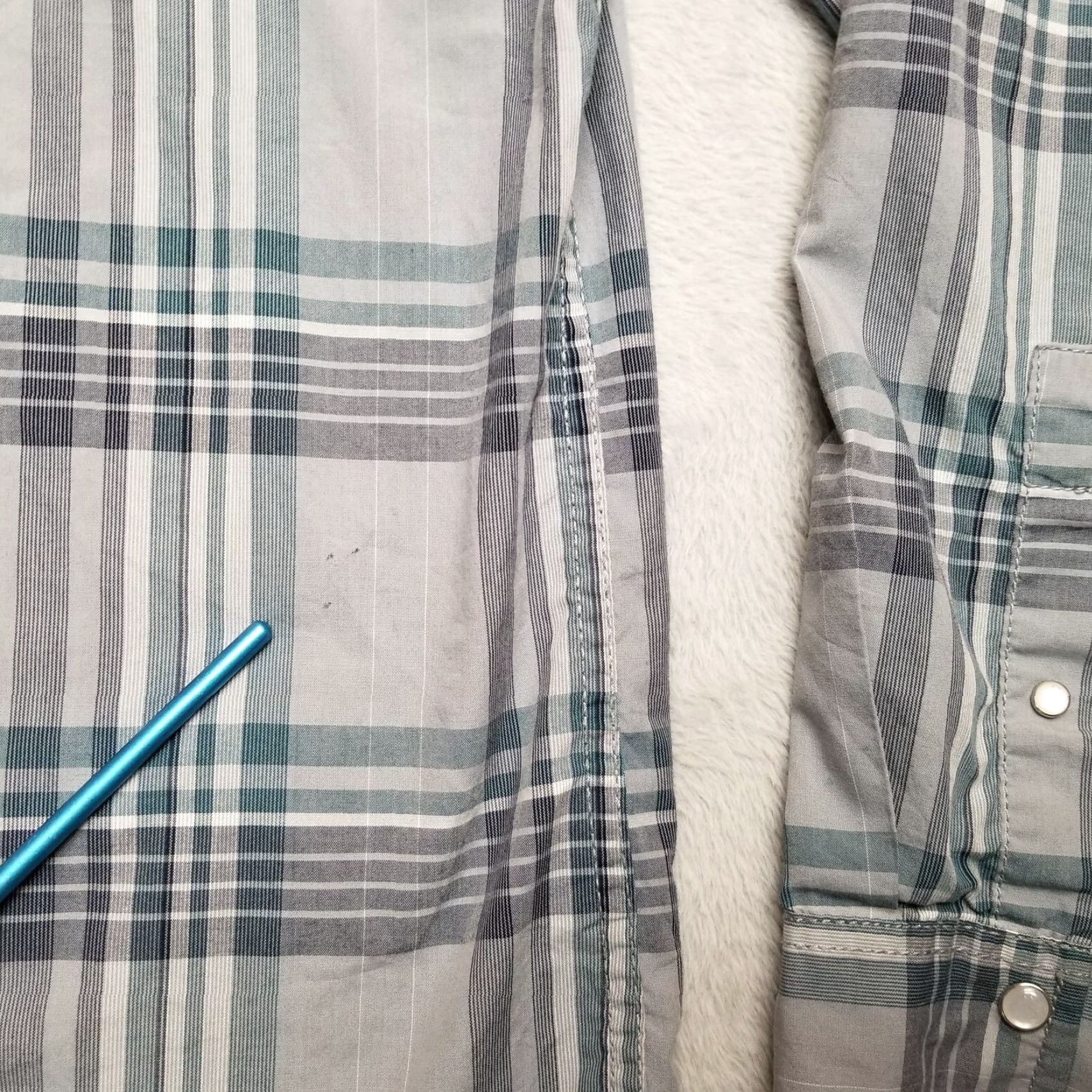 Vintage VINTAGE INC International Concepts Shirt Mens S Teal Plaid Pearl Snap Western Casual Size US S / EU 44-46 / 1 - 4 Thumbnail
