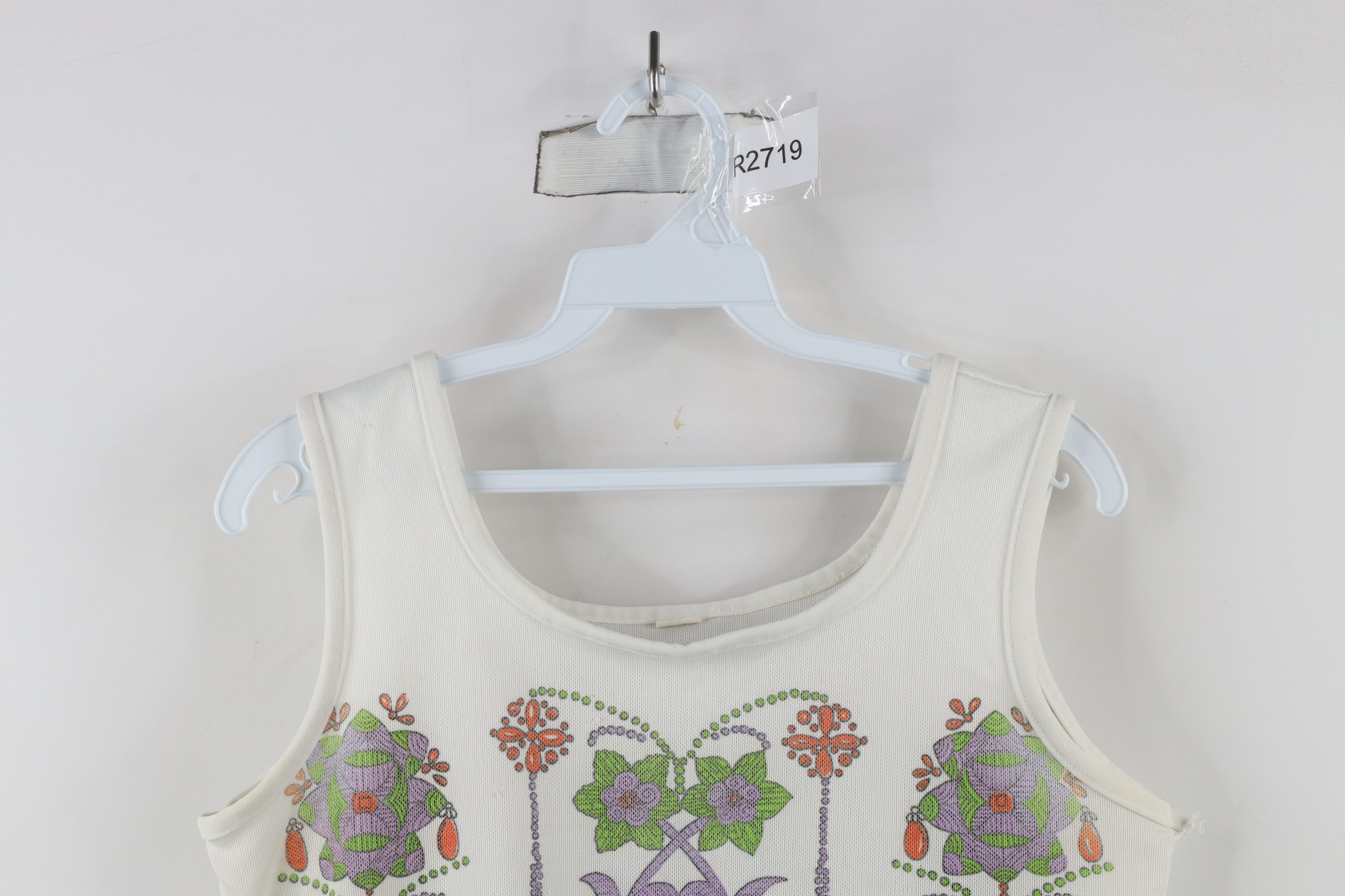 Vintage Vintage 60s 70s Mid Century Modern MCM Flower Knit Tank Top Size M / US 6-8 / IT 42-44 - 2 Thumbnail