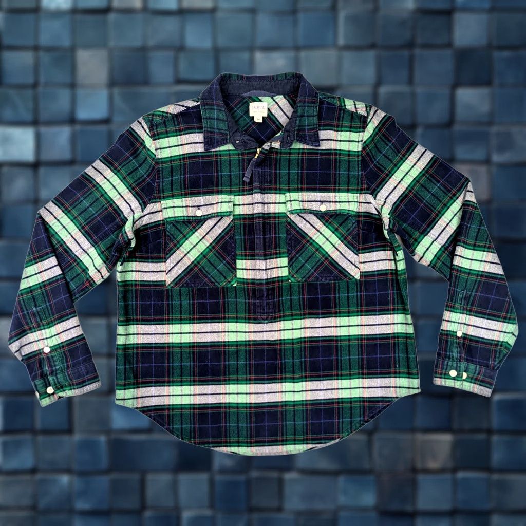 J.Crew J.CREW Half Zip Flannel Shirt Men M Green Plaid Tartan Long Sleeve EUC Size US M / EU 48-50 / 2 - 1 Thumbnail