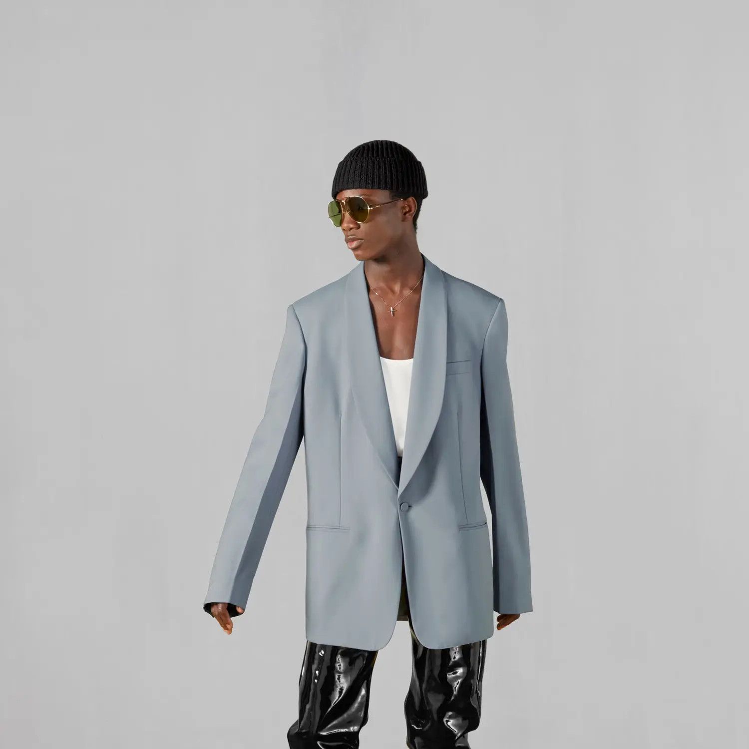 Gucci o1s1wg110125 Wool Mohair Formal Jacket in Light Blue Size US L / EU 52-54 / 3 - 3 Thumbnail