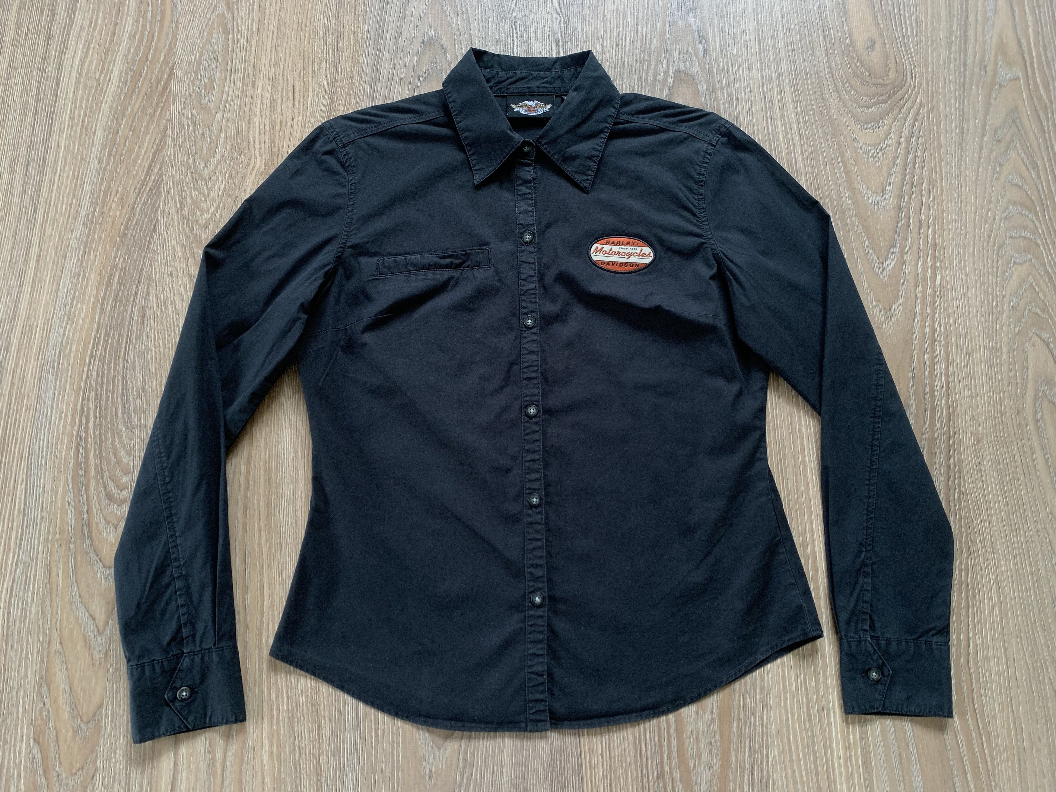 Harley Davidson Harley Davidson Womens Black Cotton Button Up Shirt Size M / US 6-8 / IT 42-44 - 2 Thumbnail