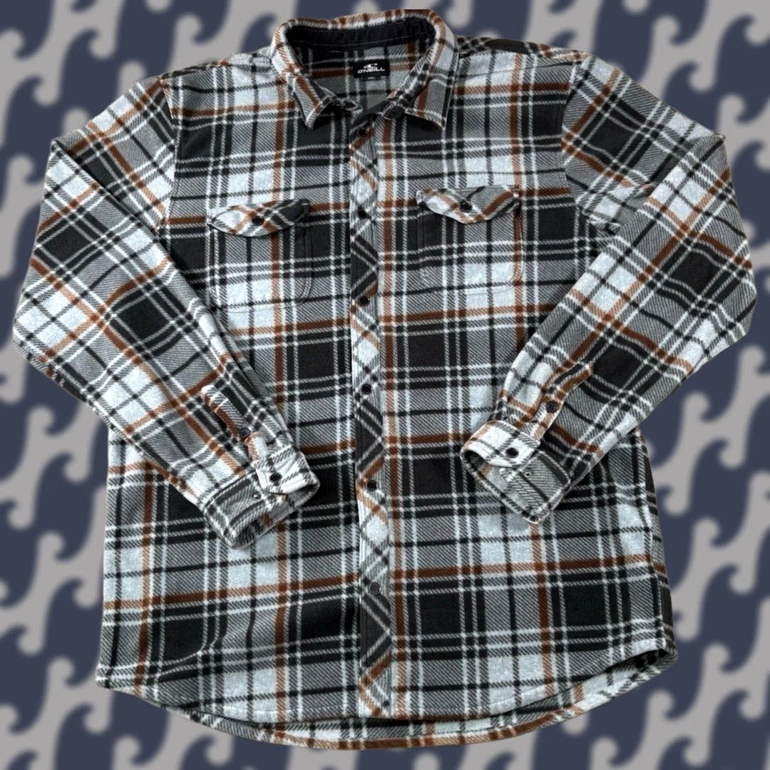 O'Neill Y2K O'Neill Plaid Super Fleece Snap Front Long Sleeve Shacket Mens XXL Button-Up Shacket Shirt Jacket Winter Fall Size US XXL / EU 58 / 5 - 1 Thumbnail