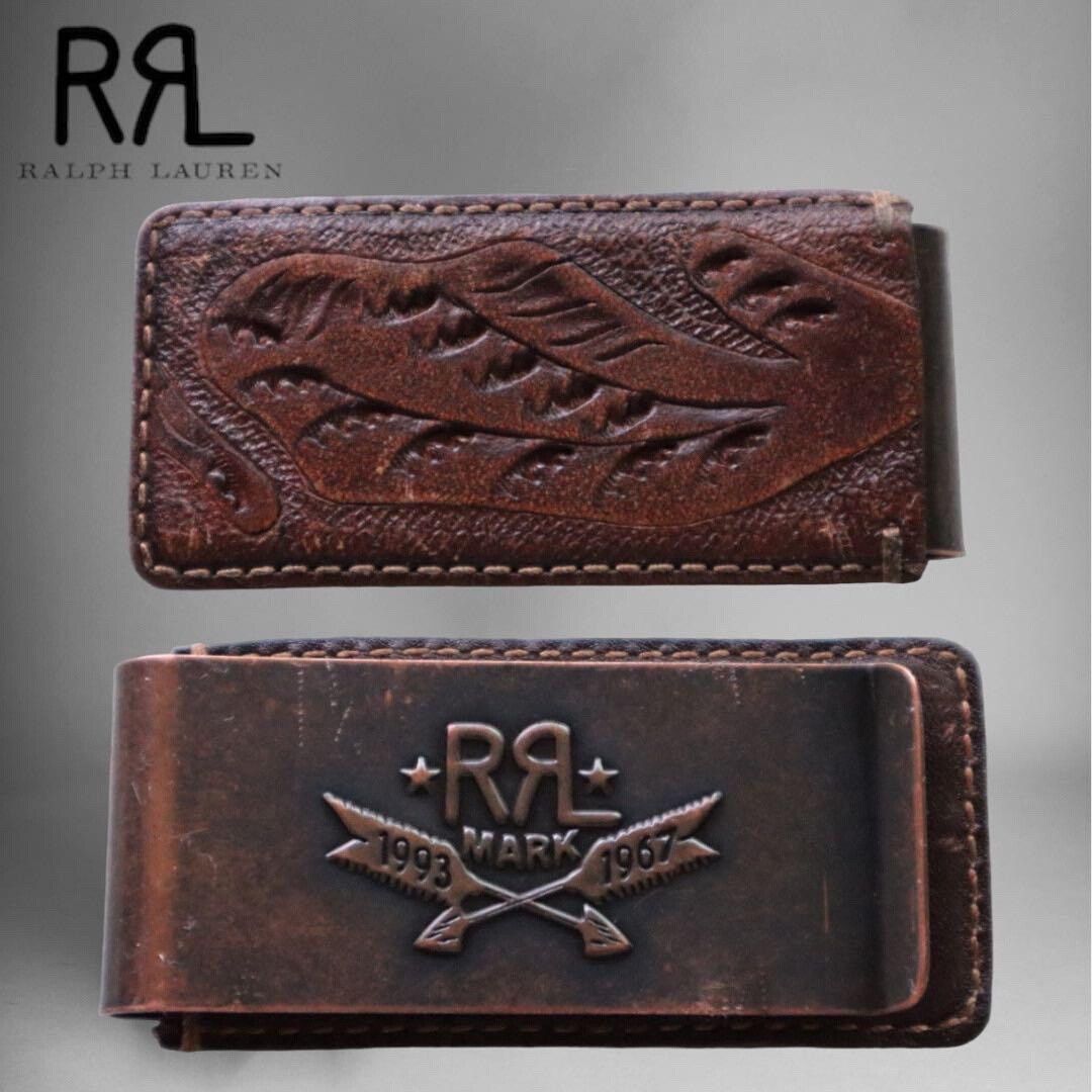 RRL Ralph Lauren RRL Brass Leather Arrow Logo Money Clip Size ONE SIZE - 1 Thumbnail
