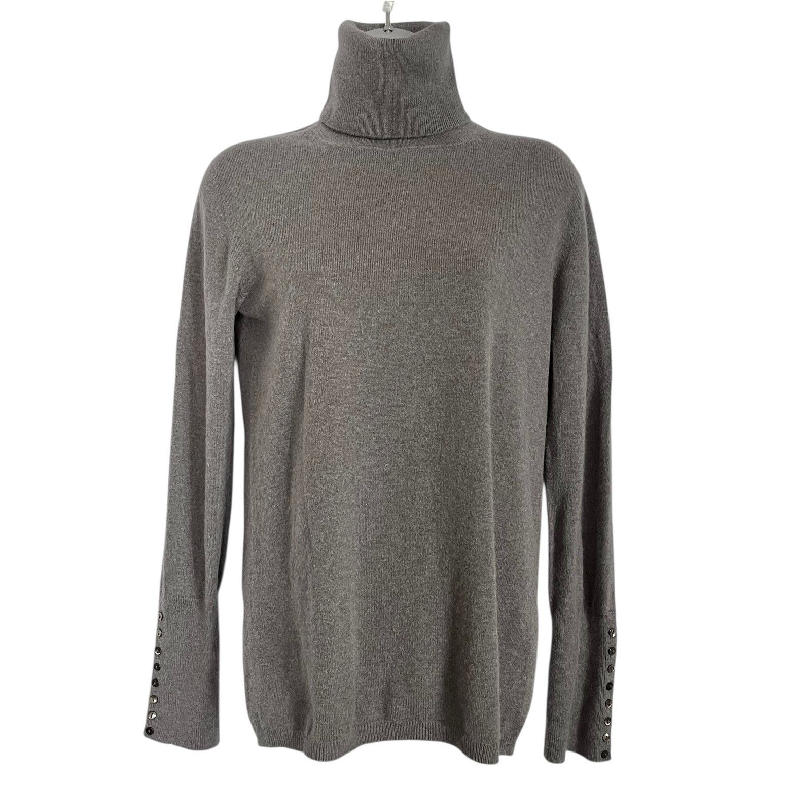 Agnona Agnona Gray Cashmere Button Cuff Pullover Turtleneck Sweater Size M / US 6-8 / IT 42-44 - 1 Thumbnail