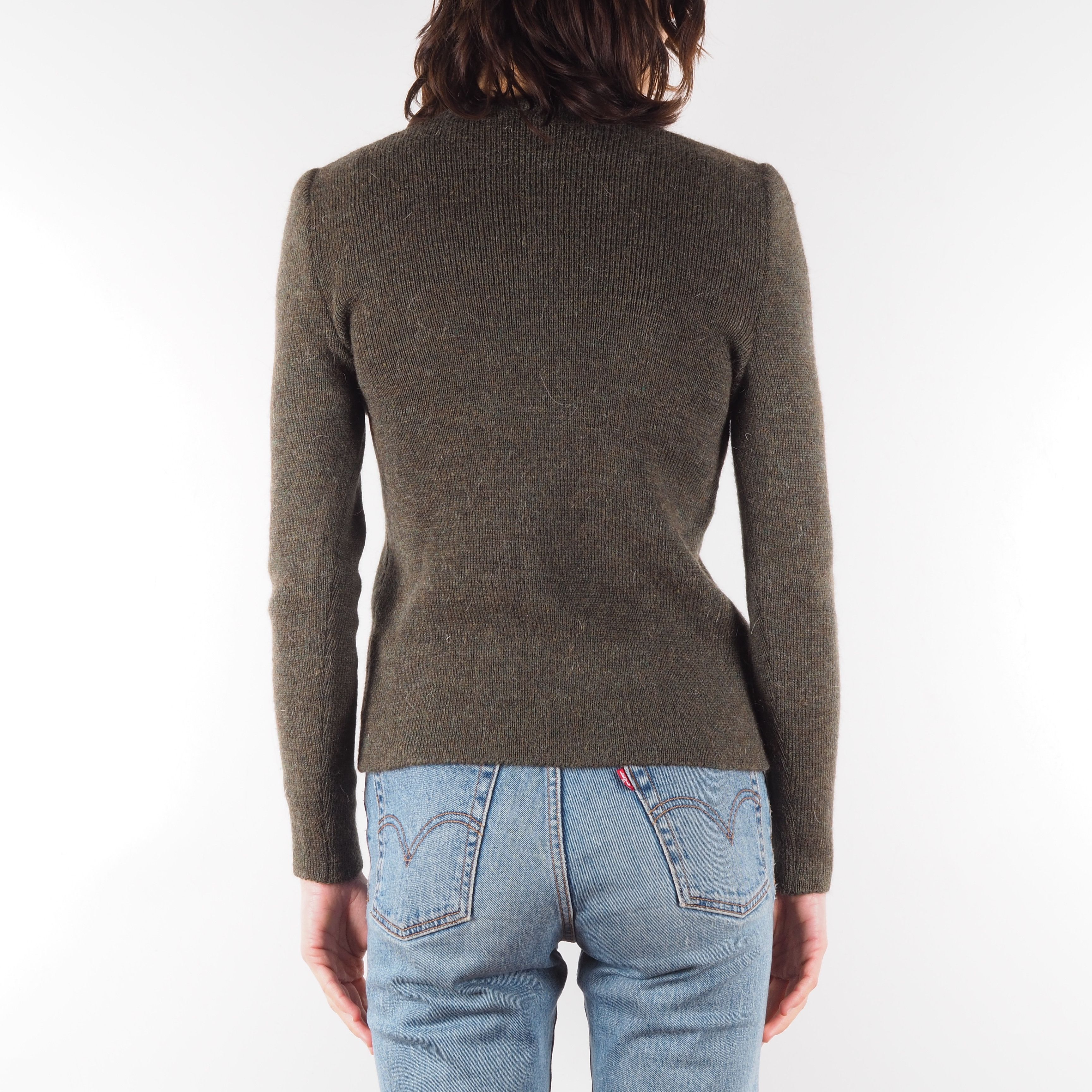 Akris Akris Punto Women's Wool Green Brown Sweater Cardigan Size M / US 6-8 / IT 42-44 - 3 Thumbnail
