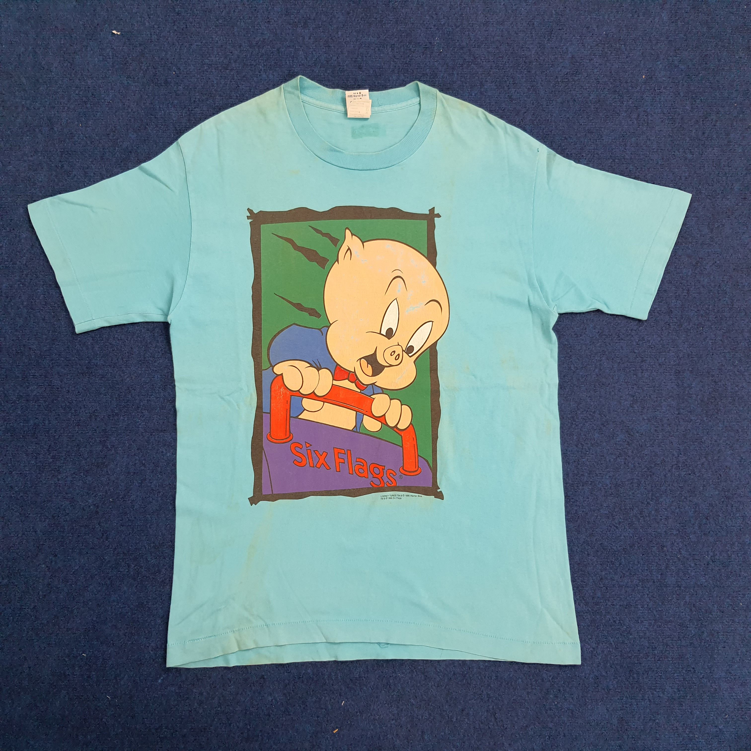 Disney Six Flags 90's Cartoon T-shirt Size US L / EU 52-54 / 3 - 1 Thumbnail
