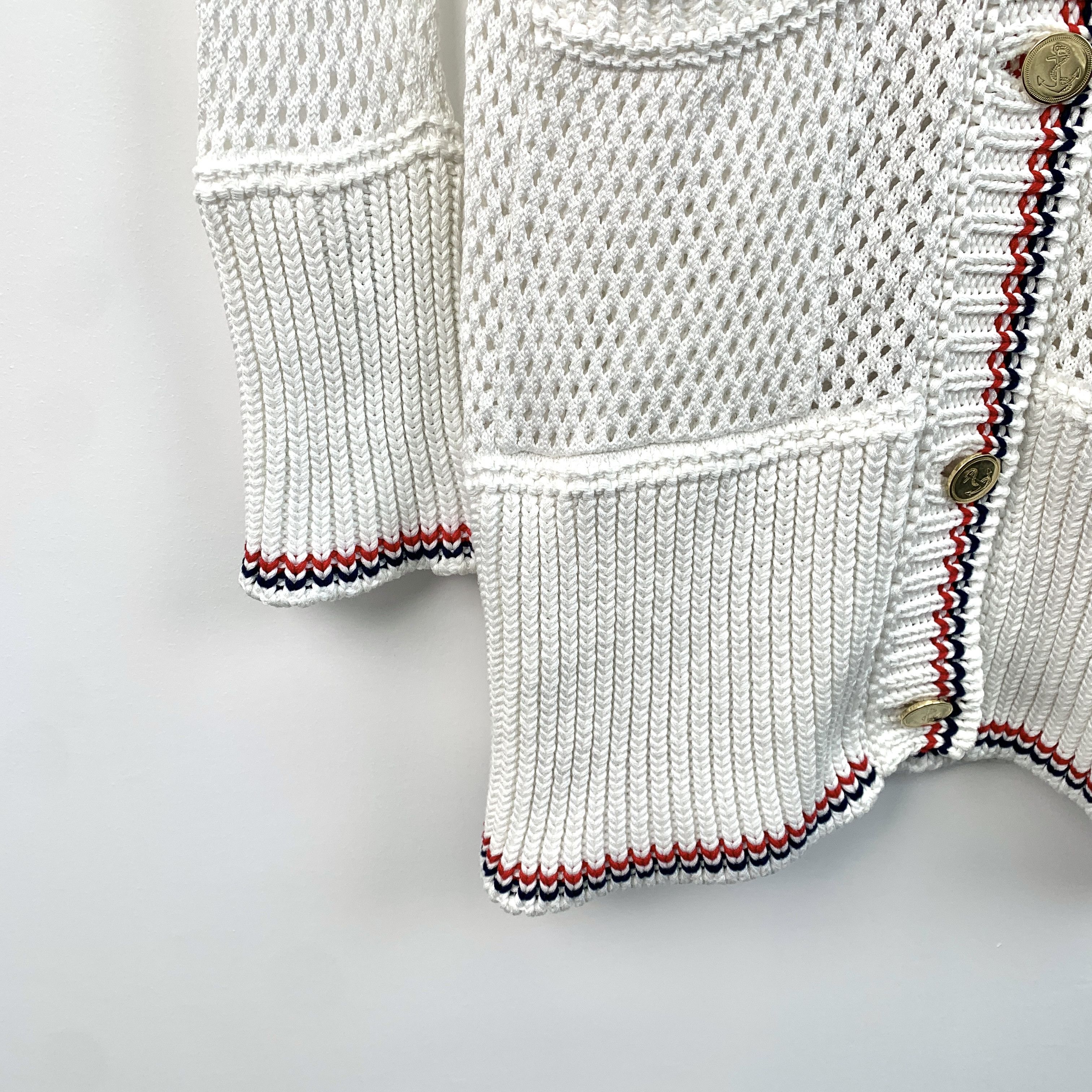 Thom Browne Thom Browne Knit Cardigan – White Cotton Eyelet (Size M) Size M / US 6-8 / IT 42-44 - 5 Thumbnail