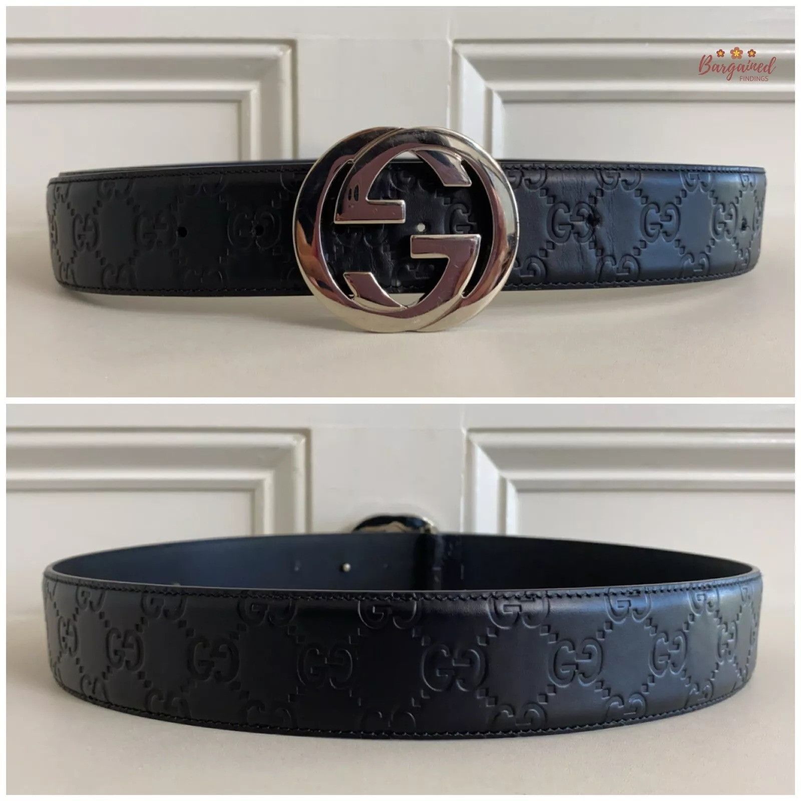 Gucci Gucci Guccissima Leather Silver Interlocking G Buckle Belt Size 30 - 3 Thumbnail