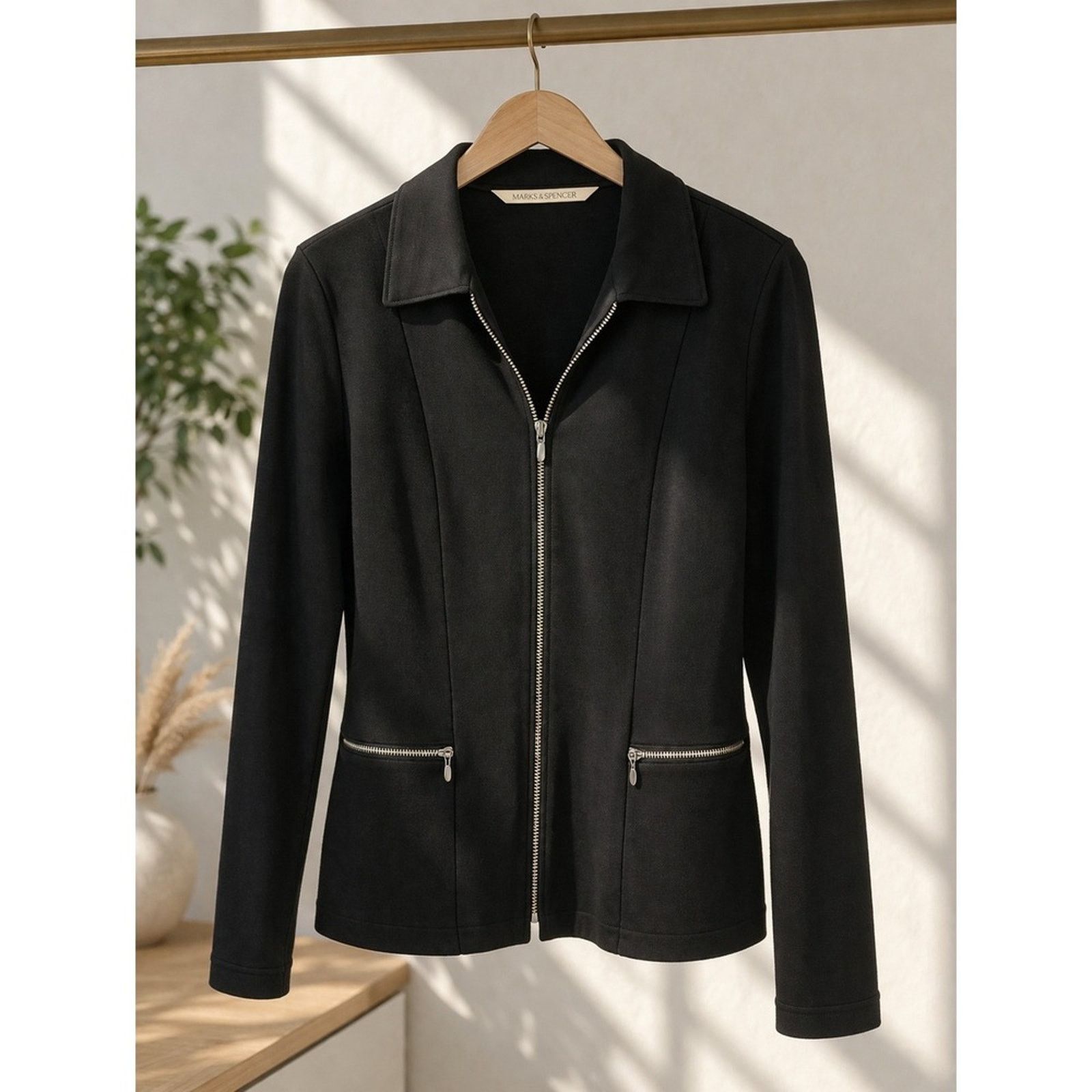 Marks & Spencer Marks & Spencer Black Zip Up Jacket Size 12 UK 14 Size 34" / US 12 / IT 48 - 2 Thumbnail