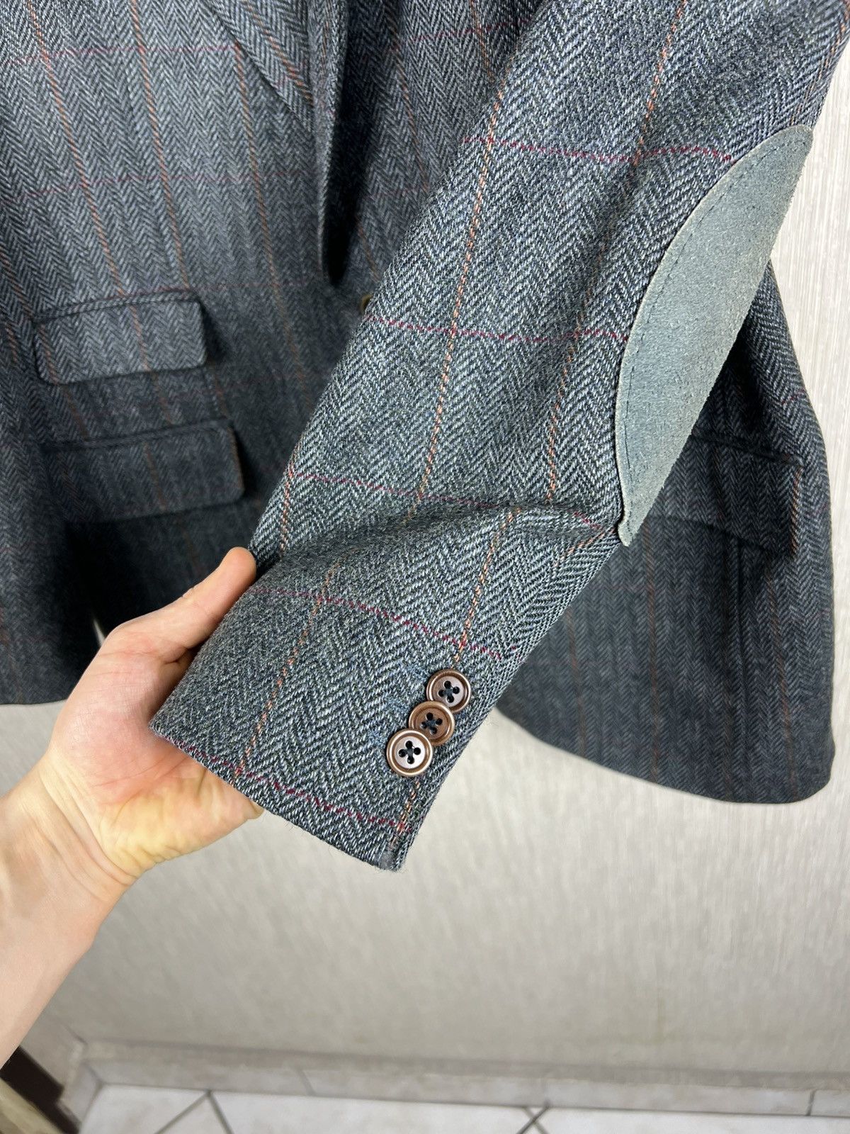 SCABAL Vintage 80s Scabal wool herringbone blazer jacket tweed Size US L / EU 52-54 / 3 - 13 Thumbnail