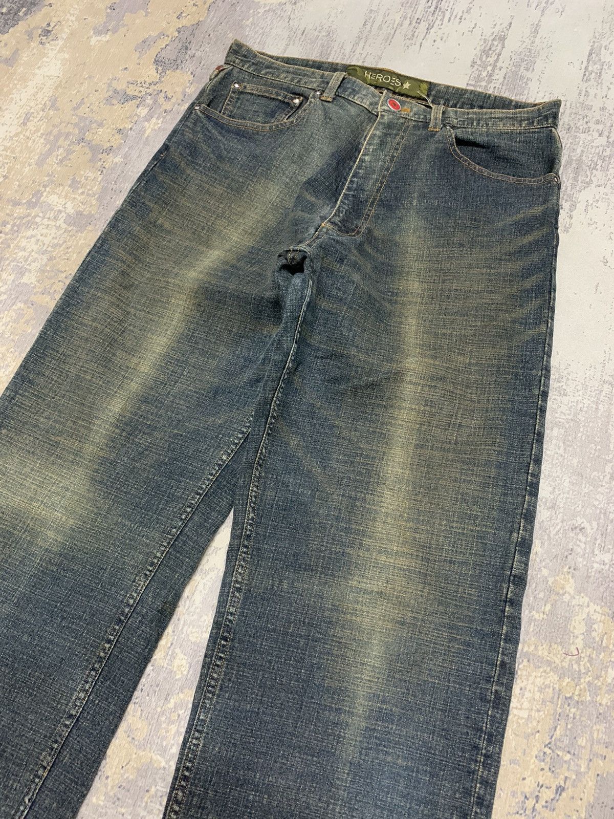 Jean Charles De Castelbajac Vintage 90's Castelbajac Heroes Rusty Denim Jeans 29x29 Size US 29 - 3 Thumbnail