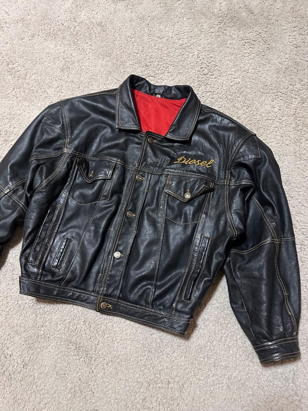 Diesel 90s Vintage Diesel Embroidery Leather Bomber Jacket Sz M Size US M / EU 48-50 / 2 - 4 Thumbnail