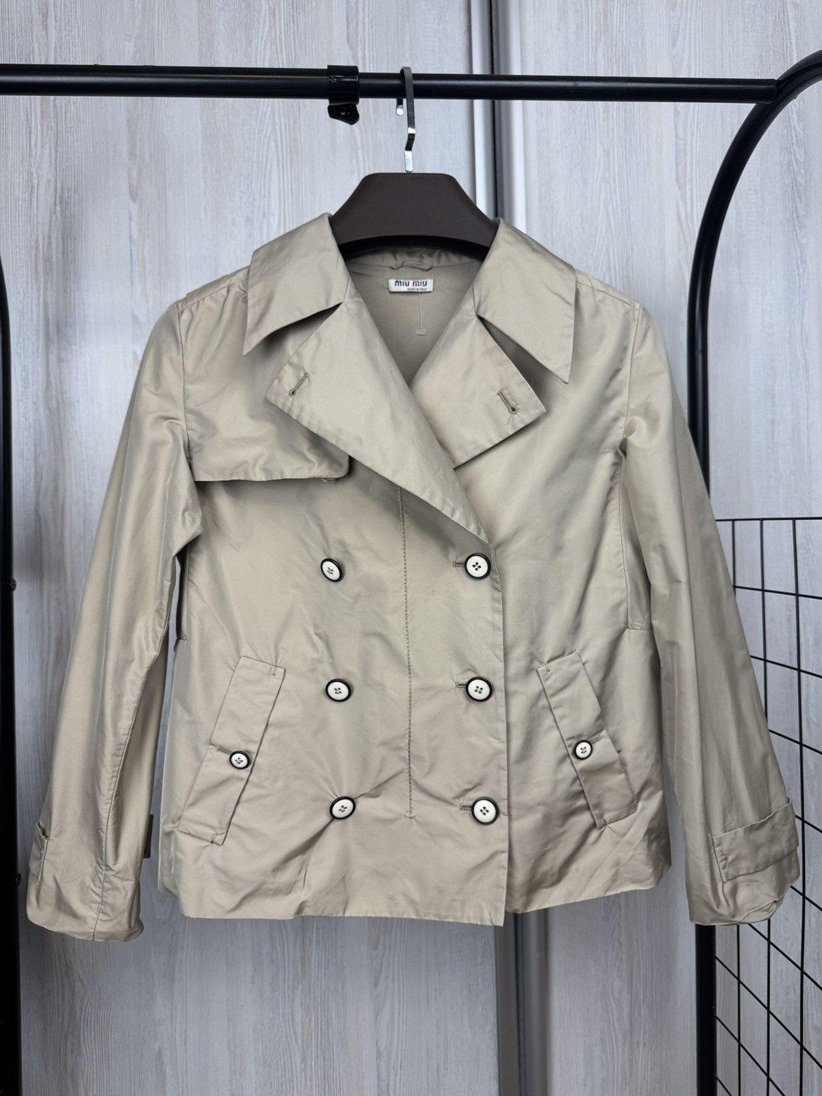 Miu Miu Miu Miu beige double breasted short coat Size S / US 4 / IT 40 - 4 Thumbnail
