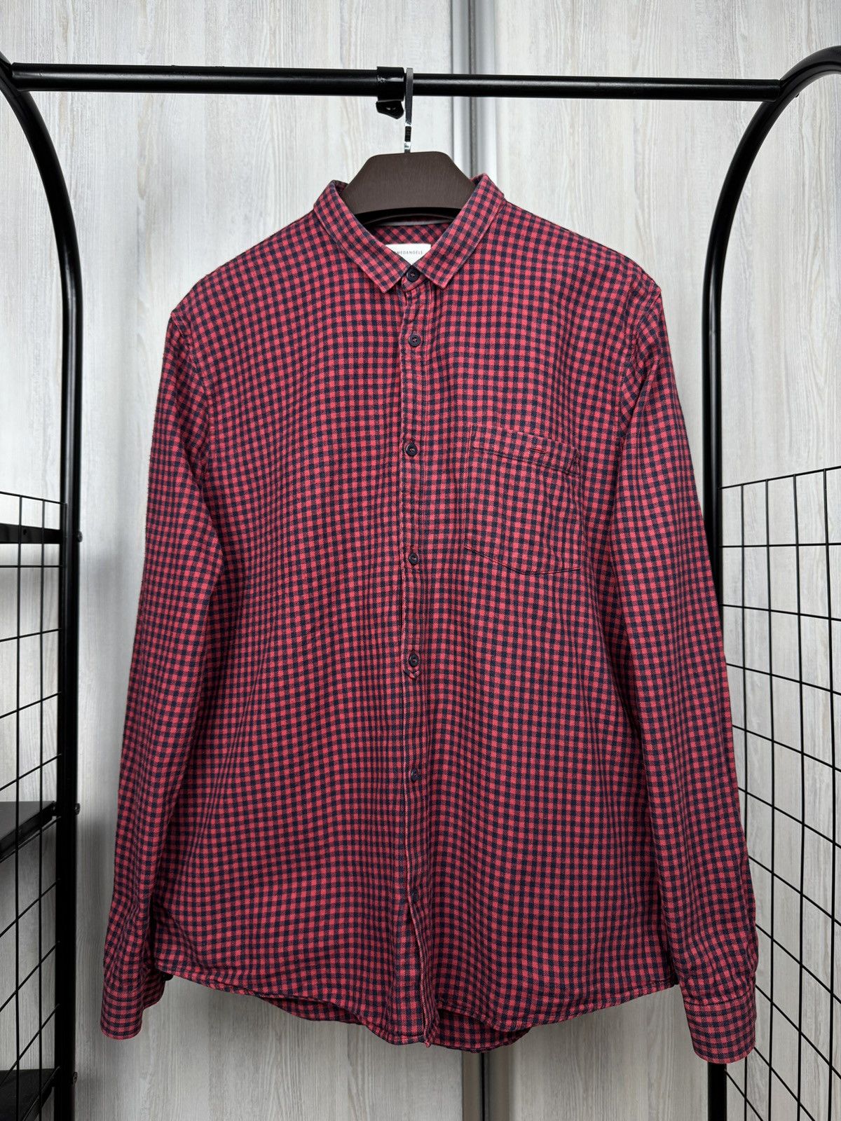 Designer Armedangels checkered plaid flannel long sleeve red shirt Size US XL / EU 56 / 4 - 2 Thumbnail