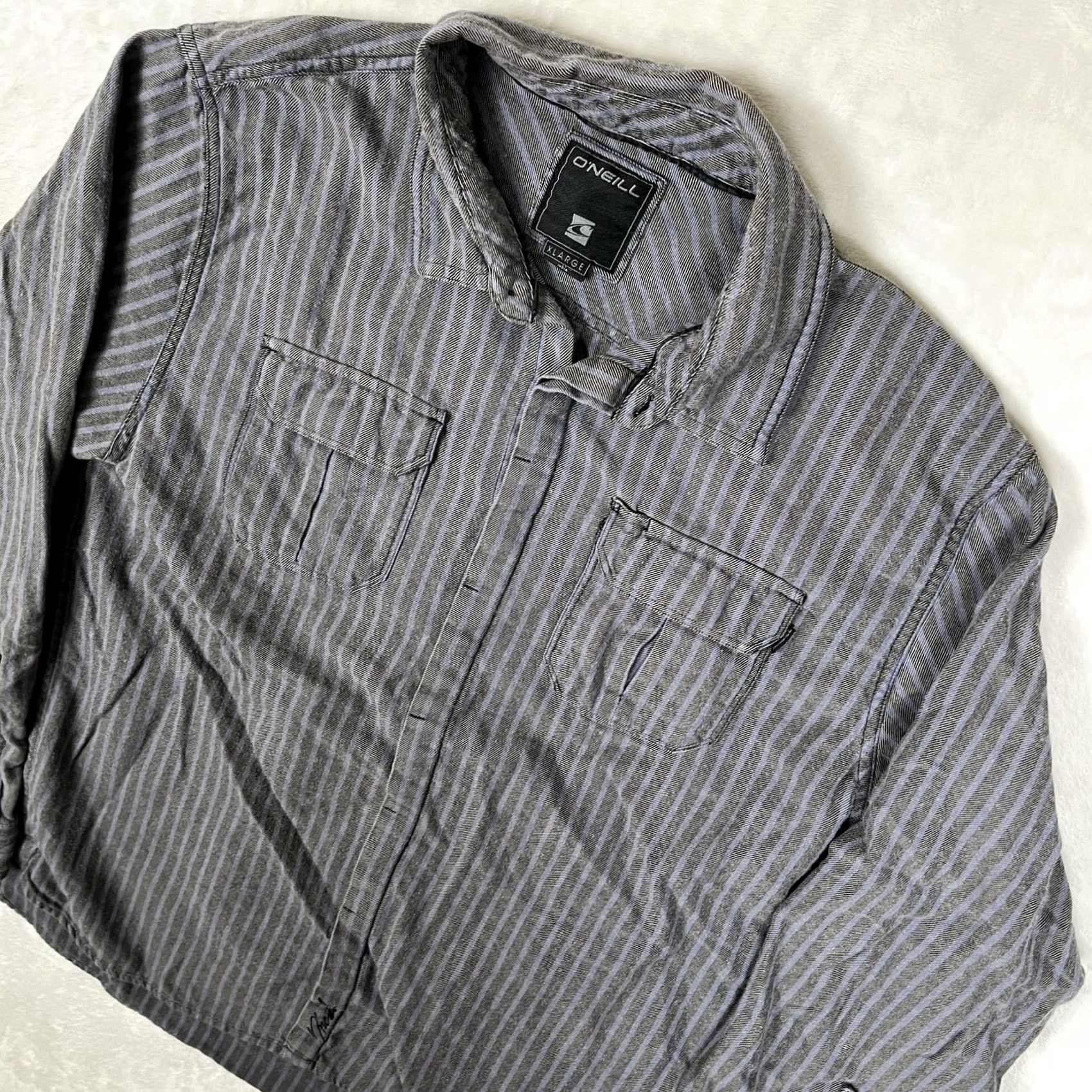 O'Neill O'Neill Shirt Mens XL Gray Striped Twill Long Sleeve Button Front Casual Size US XL / EU 56 / 4 - 4 Thumbnail