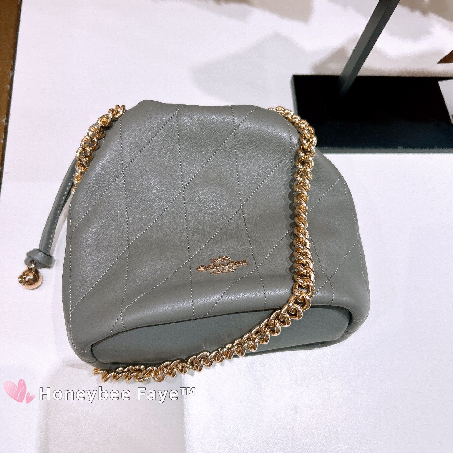 Coach Faye Mini Drawstring Bag With Quilting CDB69 Slate Size ONE SIZE - 5 Thumbnail