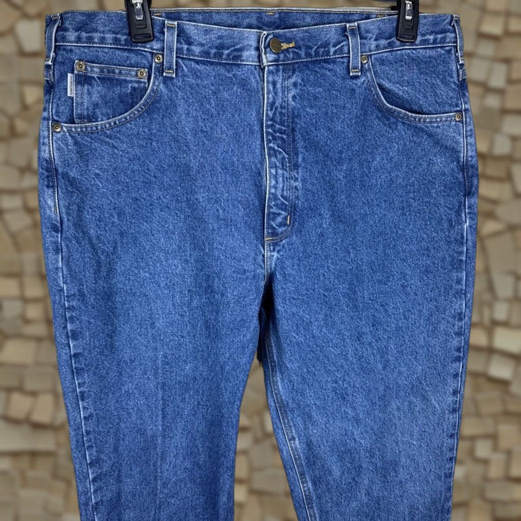 Carhartt VINTAGE Carhartt Jeans B17 DST Men 40x34 Medium Wash 36 Inseam 5-Pocket Logo Zipper Button Relaxed Std Straight Mens Size US 40 / EU 56 - 1 Thumbnail