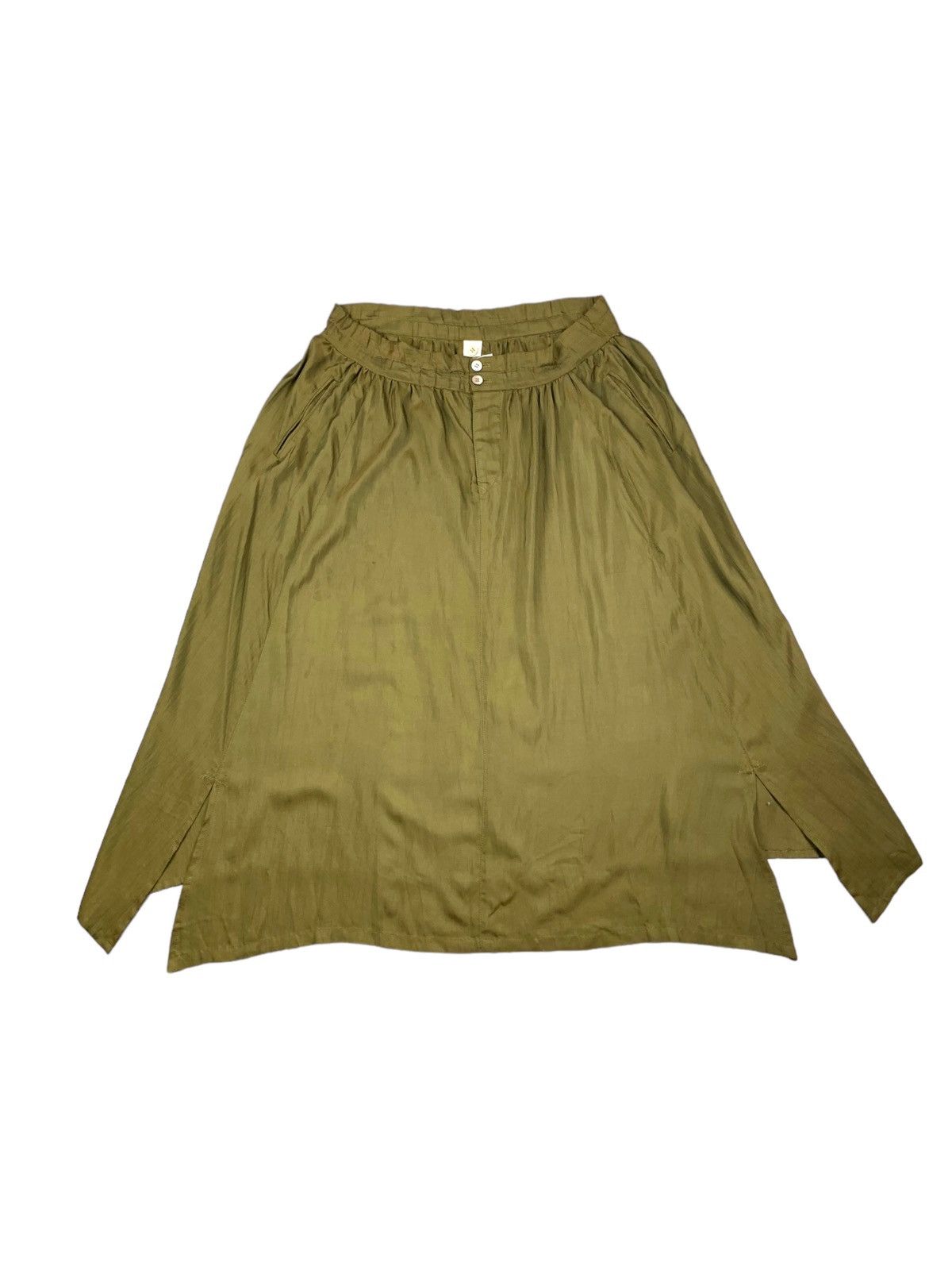 image of Yohji Yamamoto x YS Y’S Bis Beaver Drapping Maxi Skirt in Green, Women's (Size 33)