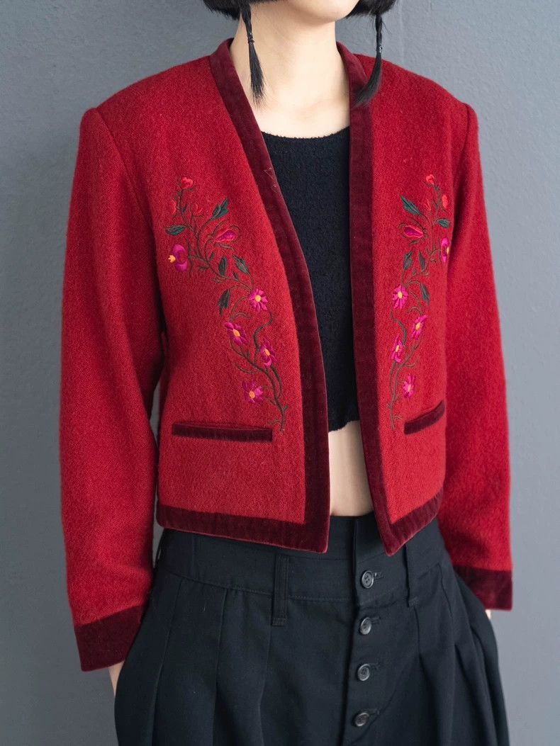 Kenzo KENZO Vintage red wool embroidered coat Size M / US 6-8 / IT 42-44 - 2 Thumbnail