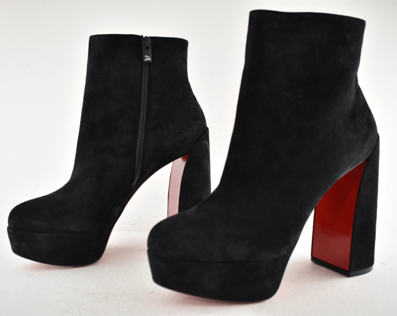 Christian Louboutin Movida Booty 130 Black Suede Platform Block Heel Bootie 37 Size US 7 / IT 37 - 16 Thumbnail