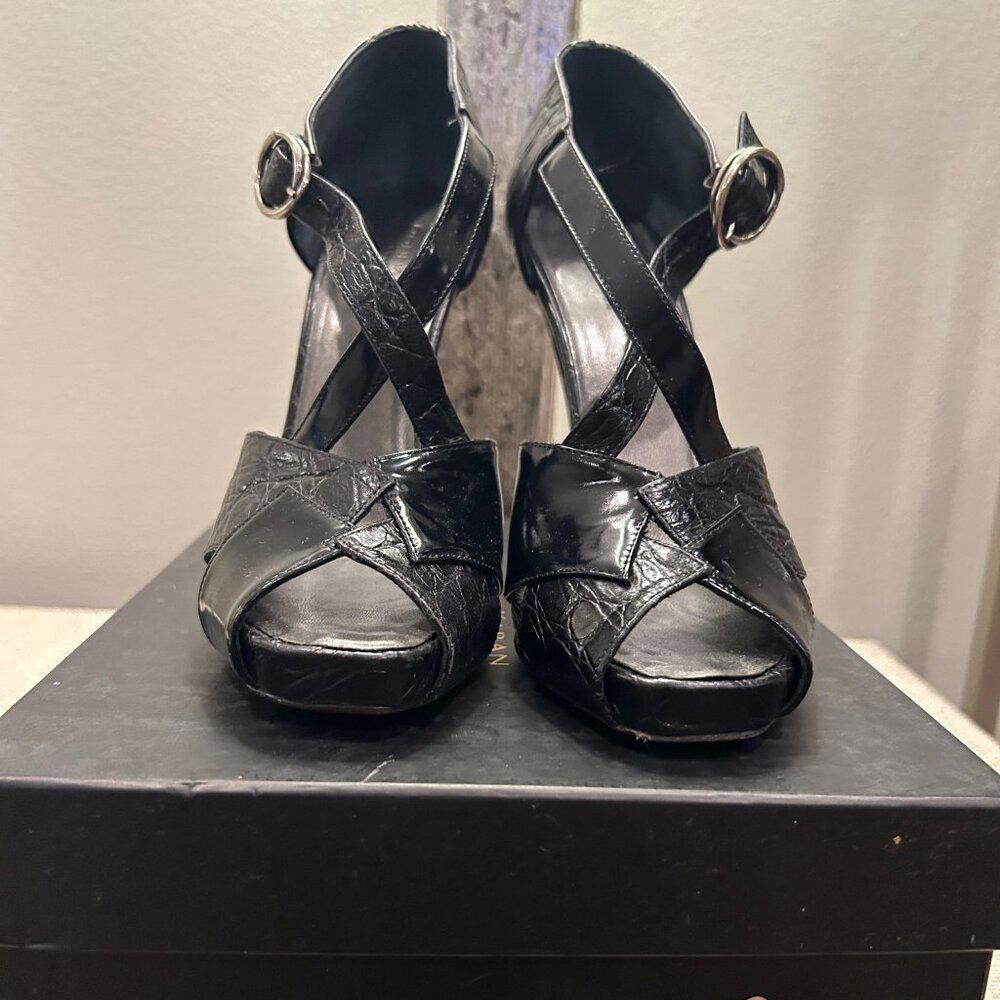 Donna Karan DK Collection Croc Embossed & Patent Leather Stiletto Size US 9 / IT 39 - 3 Thumbnail