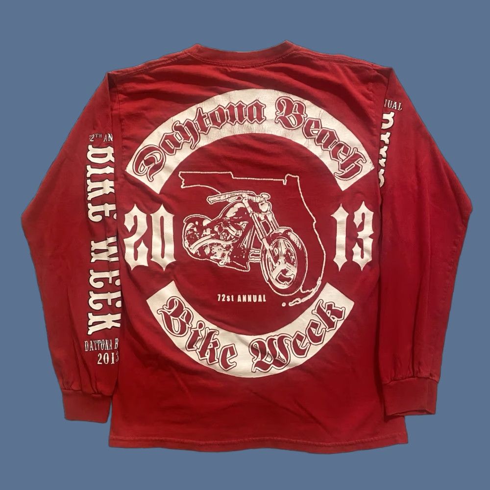Gildan Daytona Bike Week 2013 Motorcycle Long Sleeve T Shirt Double Sided Red Men Small Size US S / EU 44-46 / 1 - 1 Thumbnail