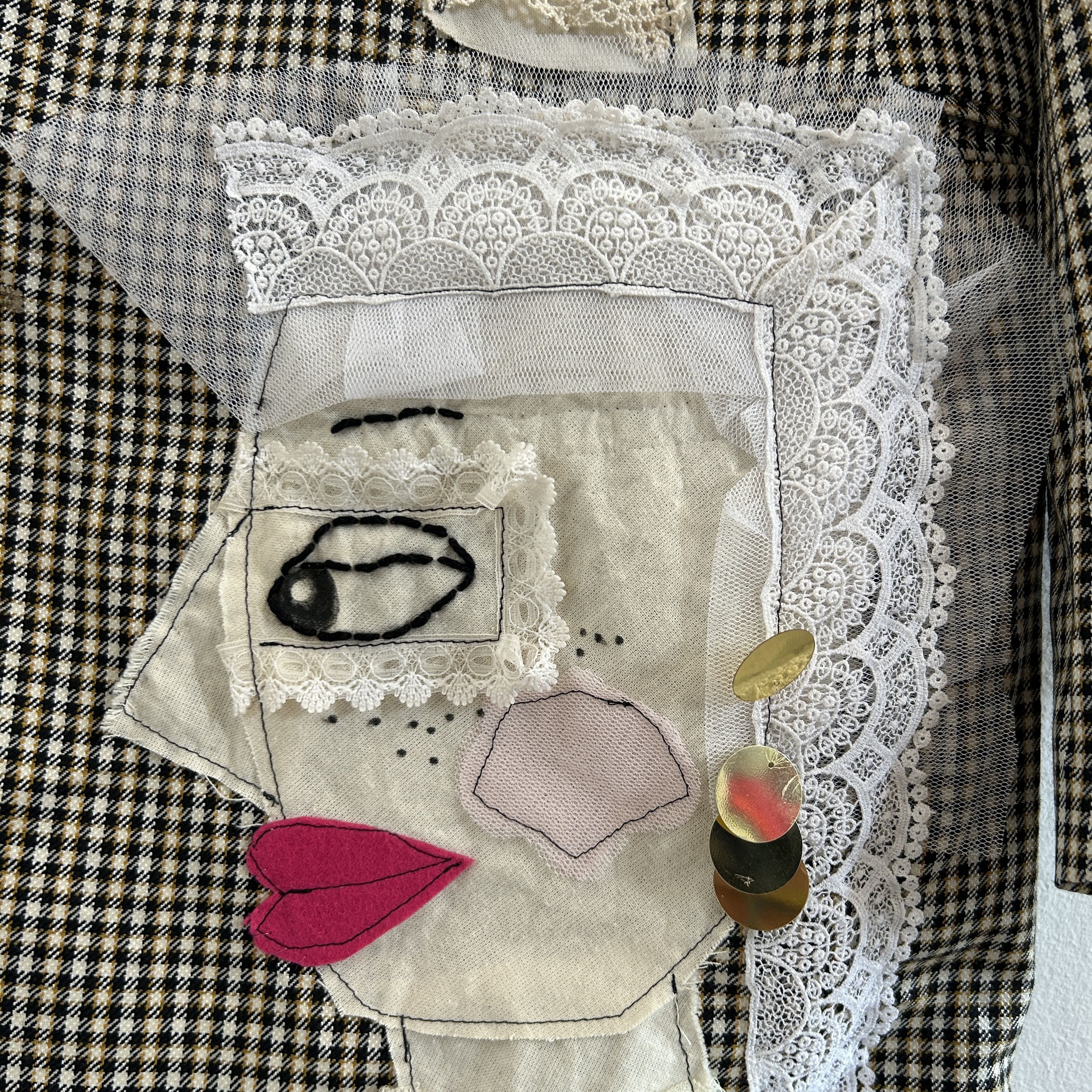 Custommade OOAK Wearable Art Bridal Inspired Patchwork Blazer Size XXL / US 16-18 / IT 52-54 - 15 Thumbnail