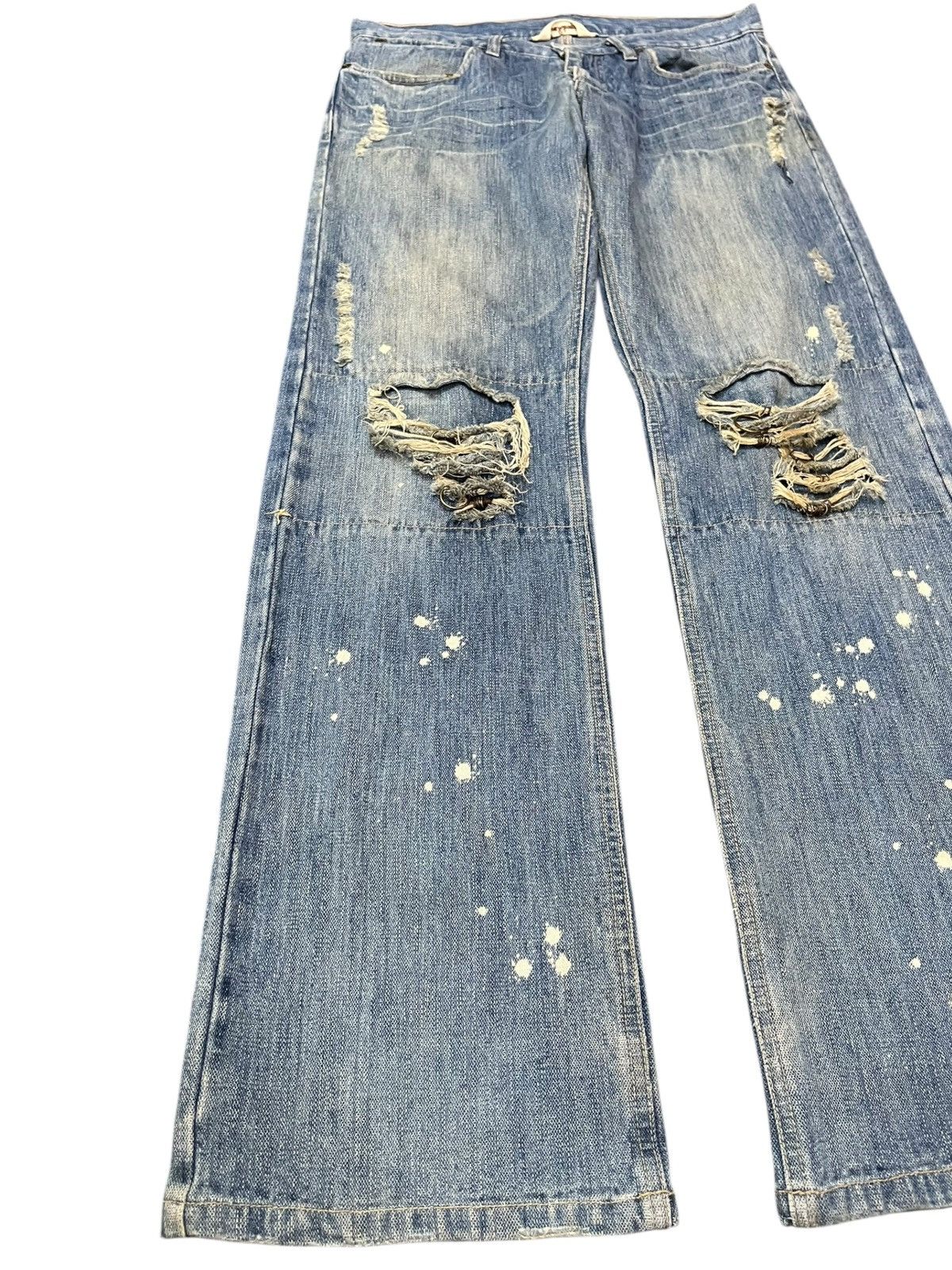 Japanese Brand × Vintage Vintage Japanese Brand Ripped Chain Stitch Denim Size US 32 / EU 48 - 3 Thumbnail