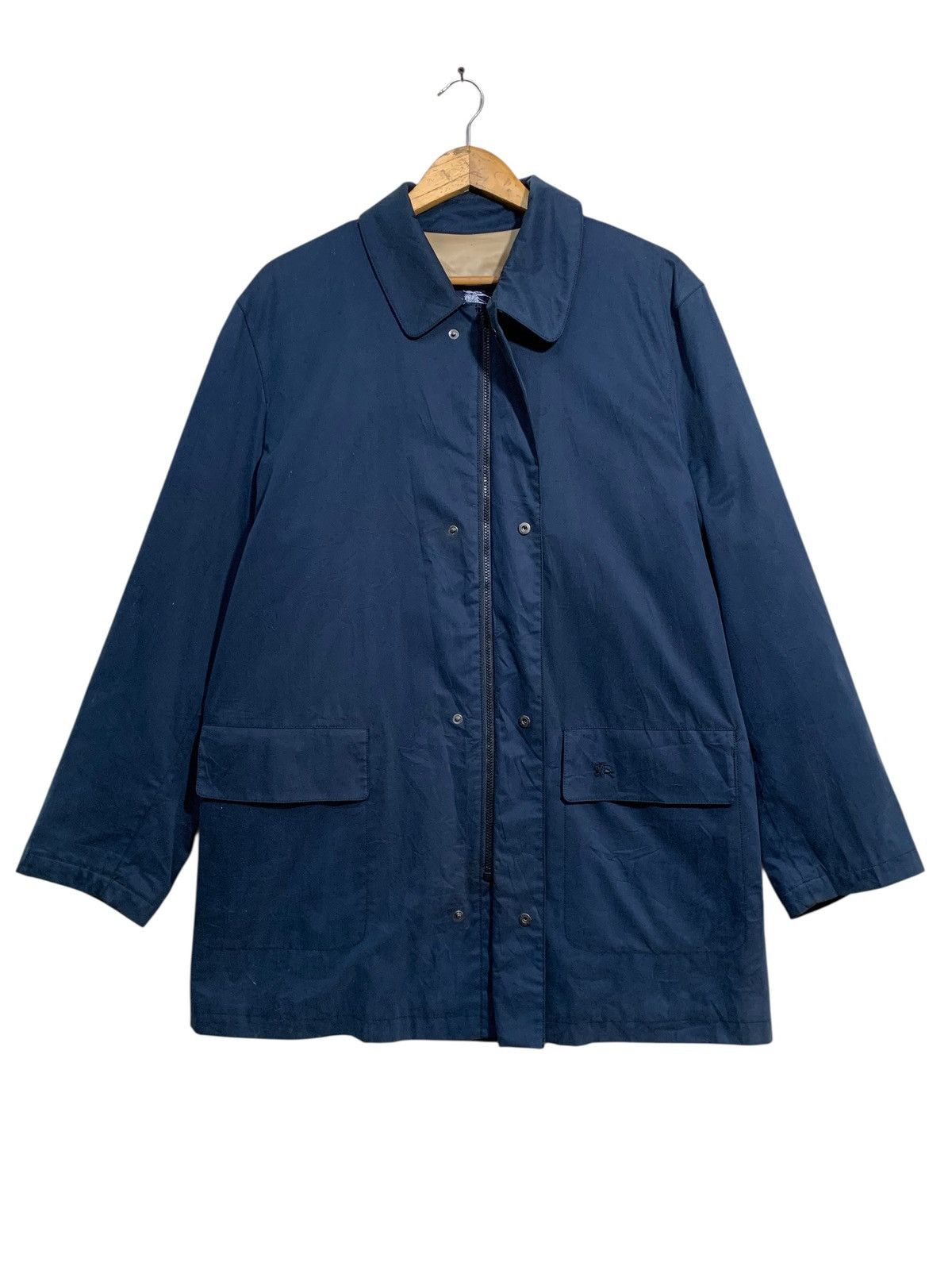 Burberry 🔥BURBERRY SPAIN NAVY WAXED JACKETS WOOL LINED Size US L / EU 52-54 / 3 - 5 Thumbnail