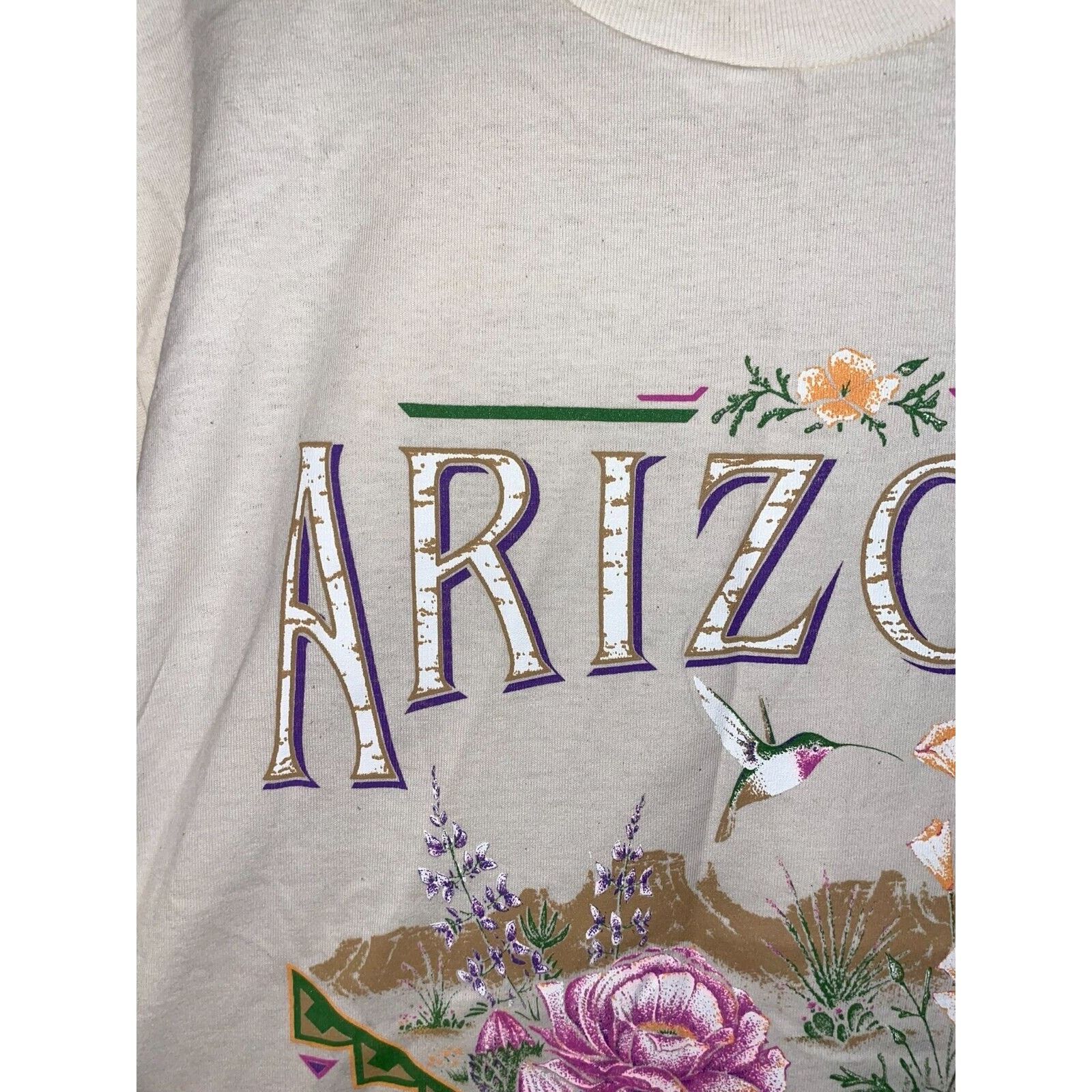Jerzees 90s Vintage Arizona Desert Flowers White Shirt VTG L Large Size US L / EU 52-54 / 3 - 3 Thumbnail