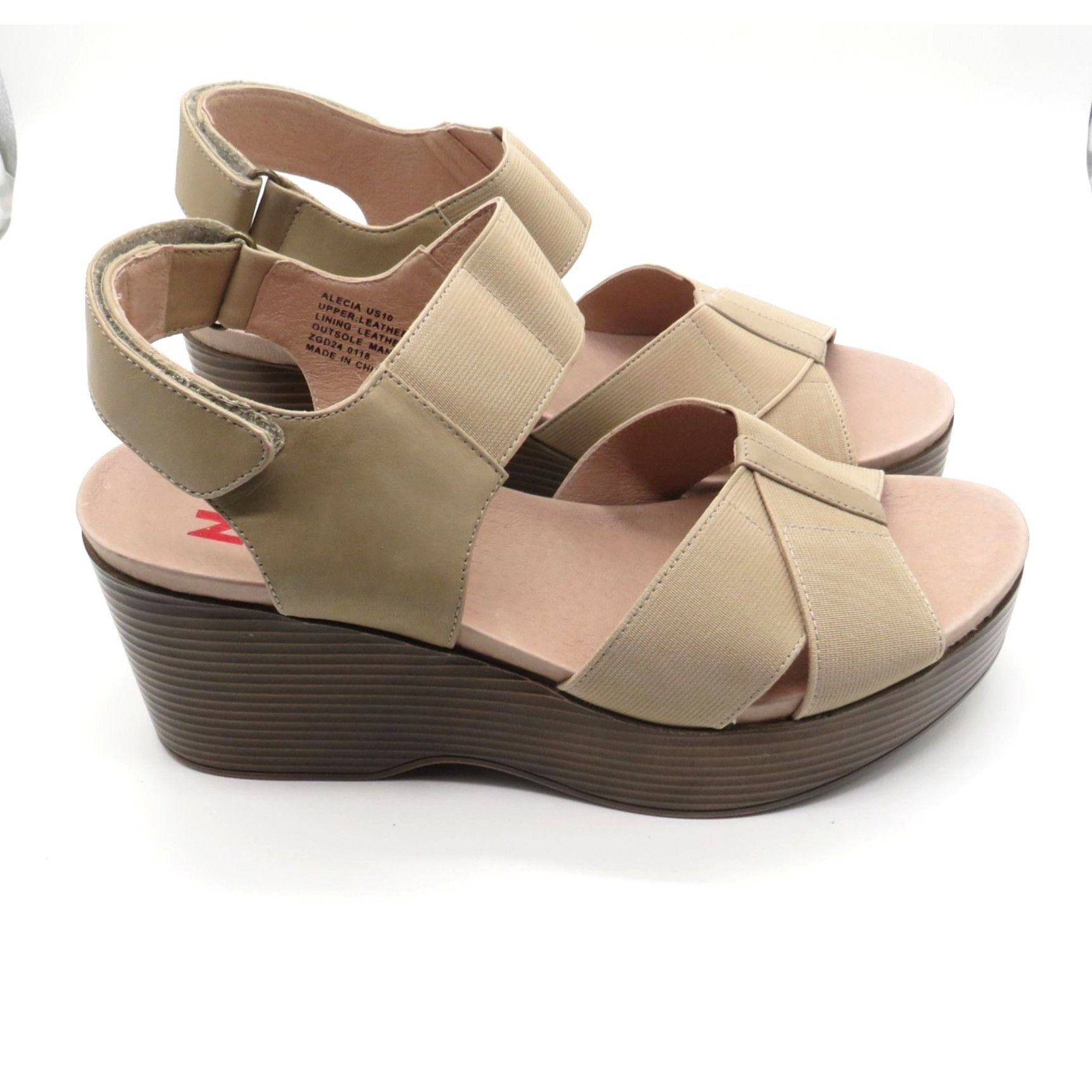 Other NC Women's Tan Wedge Sandals Alecia Size 10 Leather Upper El Size US 10 / IT 40 - 1 Thumbnail