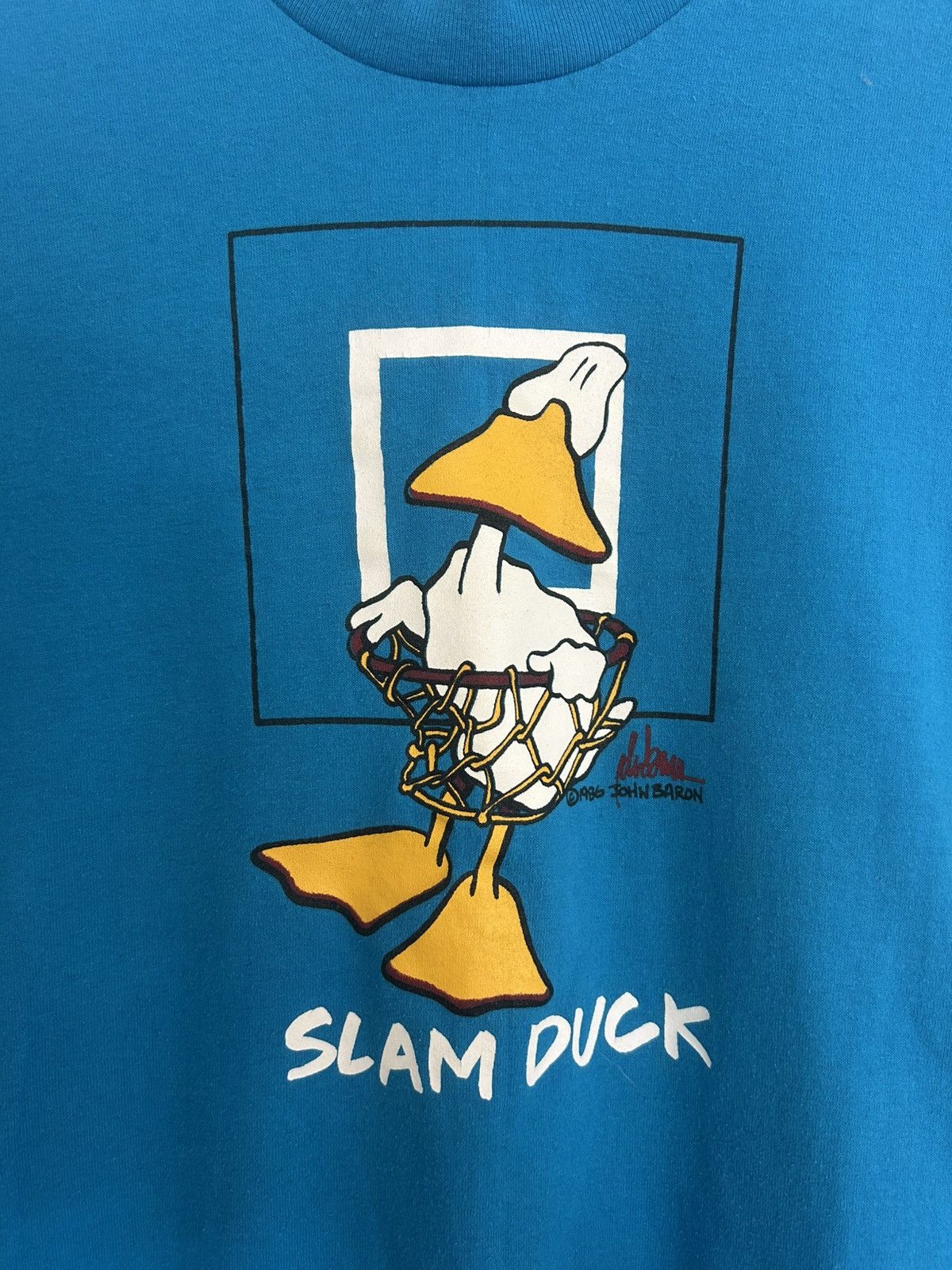 Vintage 1986 Vintage Slam Duck Hef-t by TeeJays Basketball T-shirt Size US M / EU 48-50 / 2 - 1 Thumbnail