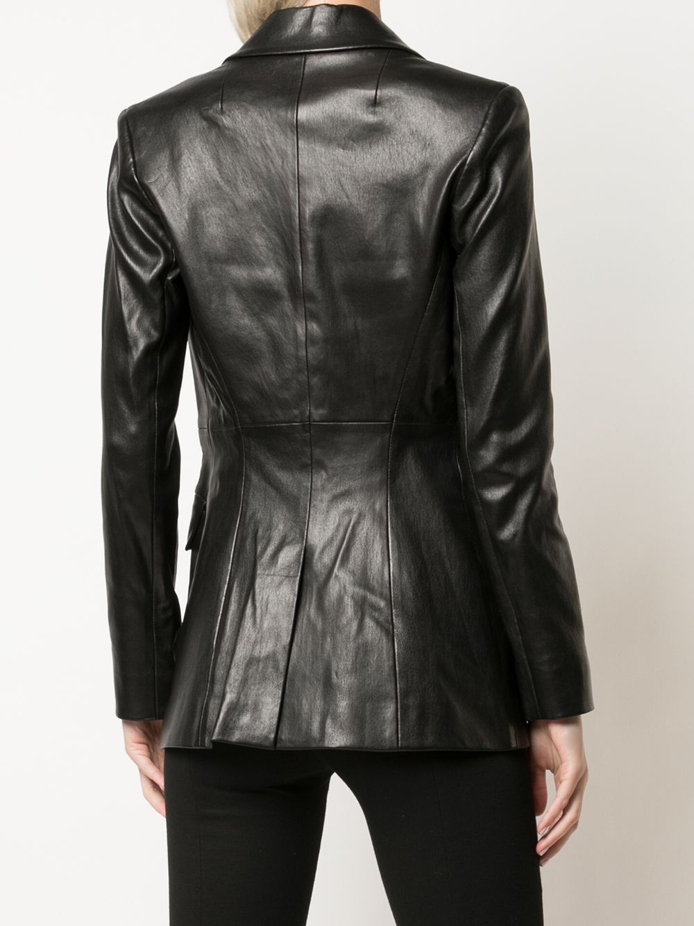Rosetta Getty $3900 Rosetta Getty Peak Lapel Leather Blazer Jacket Size S / US 4 / IT 40 - 3 Thumbnail