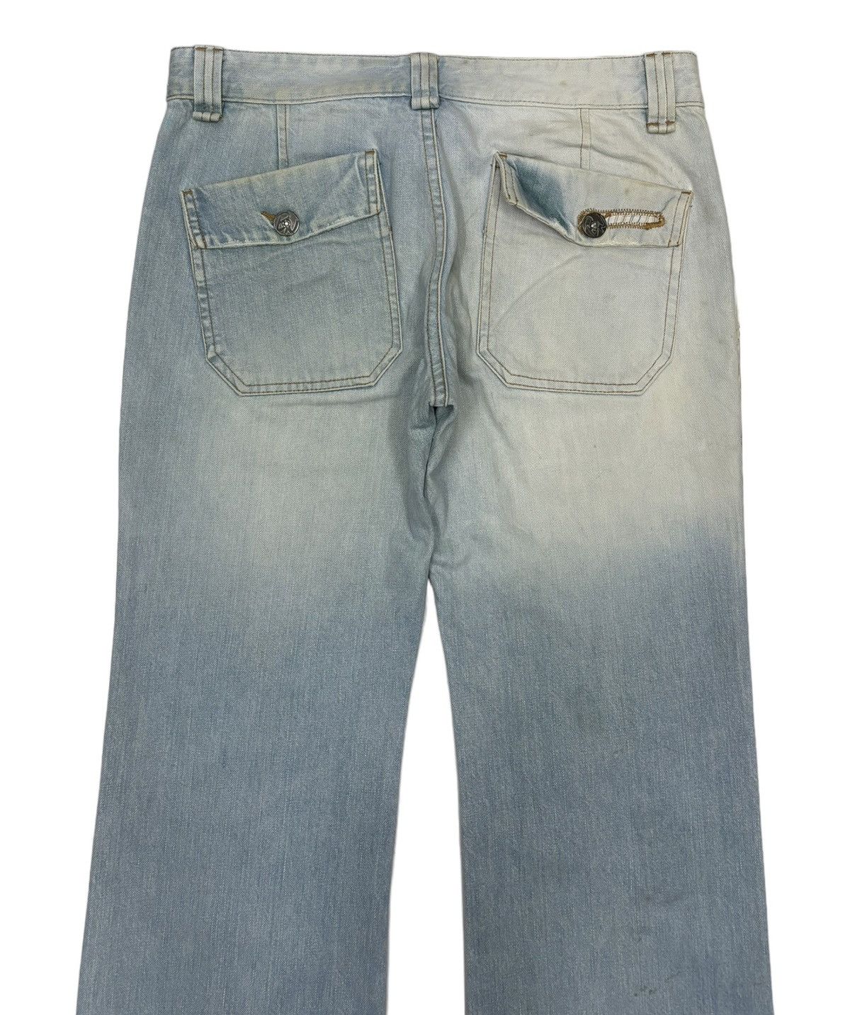 If Six Was Nine × Le Grande Bleu (L.G.B.) × Tornado Mart RARE🔥VINTAGE BACK NUMBER FLARED JEANS FADED DENIM Size US 32 / EU 48 - 6 Thumbnail