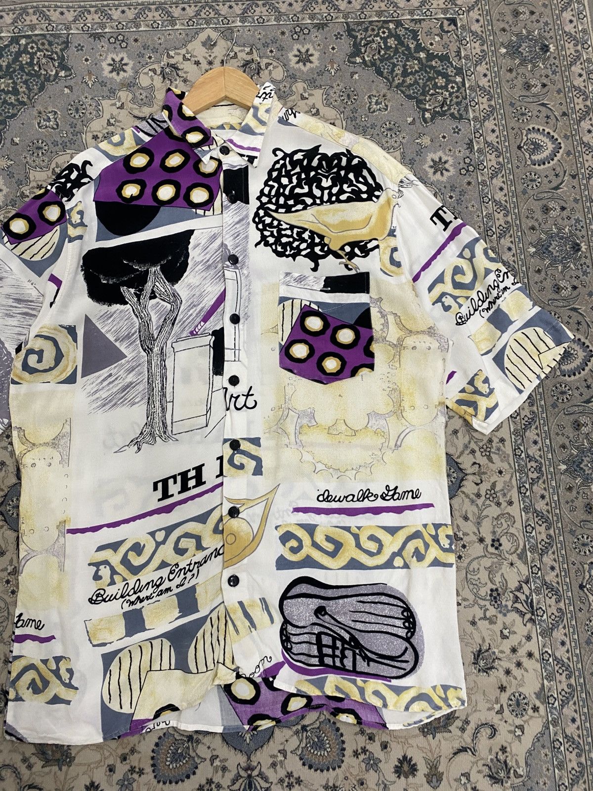 Enrico Coveri ENRICO PANTONI ITALY ART DESIGNER SHORTSLEEVE SHIRT Size US XL / EU 56 / 4 - 2 Thumbnail