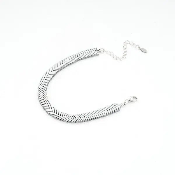 Jewelry Black Chevron Link Chain Bracelet, Adjustable Men's Bracelet Size ONE SIZE - 5 Thumbnail