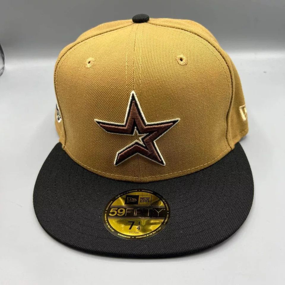 New Era Houston Astros Hat Men 7 1/4 59Fifty New Era MLB Fitted Cap Size ONE SIZE - 3 Thumbnail