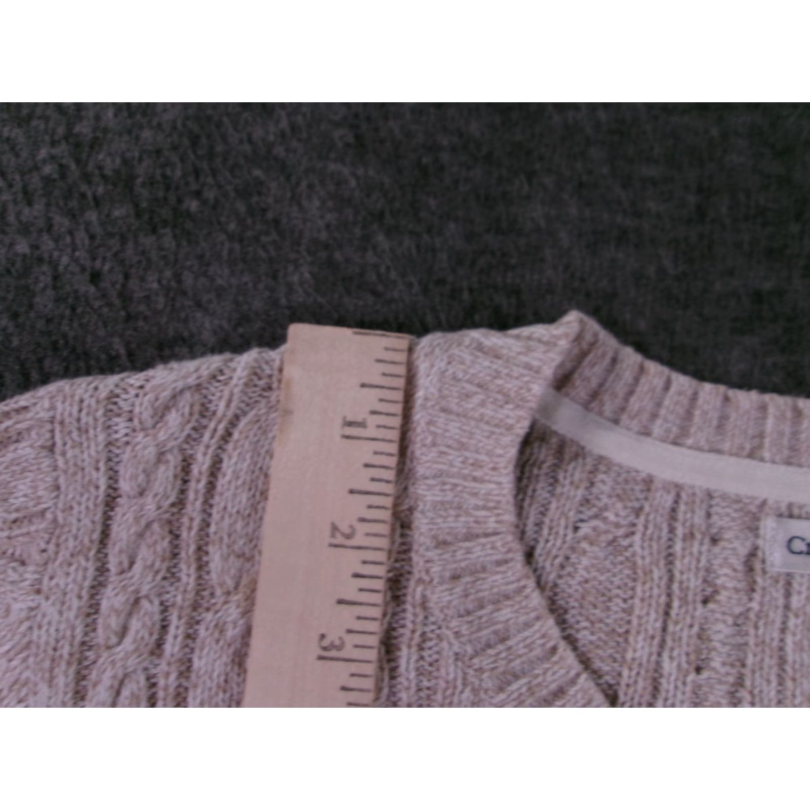 Croft & Barrow Croft Barrow Cable Knit Sweater Womens M V-Neck Beige Classic Casual Cozy Pullover Raglan Sleeve Long Sleeve Cotton Size M / US 6-8 / IT 42-44 - 4 Thumbnail