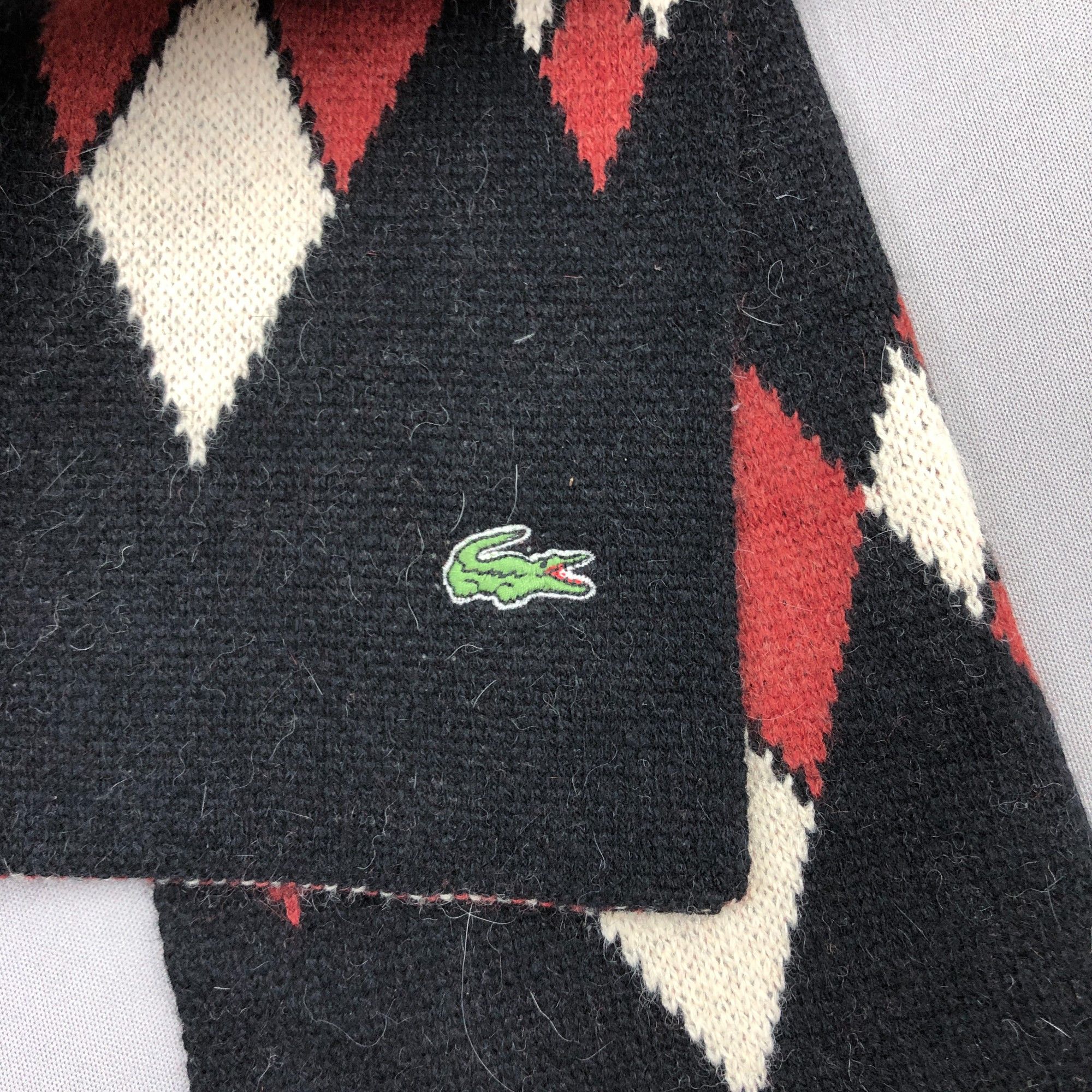 Lacoste Vintage Lacoste Scarf Muffler Argyle Wool Cashmere Scarves Size ONE SIZE - 5 Thumbnail