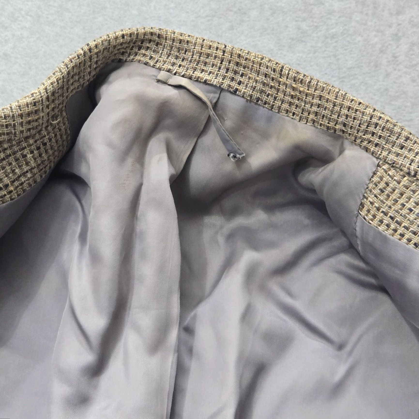 Vintage VINTAGE Hickey Freeman Blazer Mens Large Brown Wool British Isles Check Tweed Jacket Size 44R - 6 Thumbnail