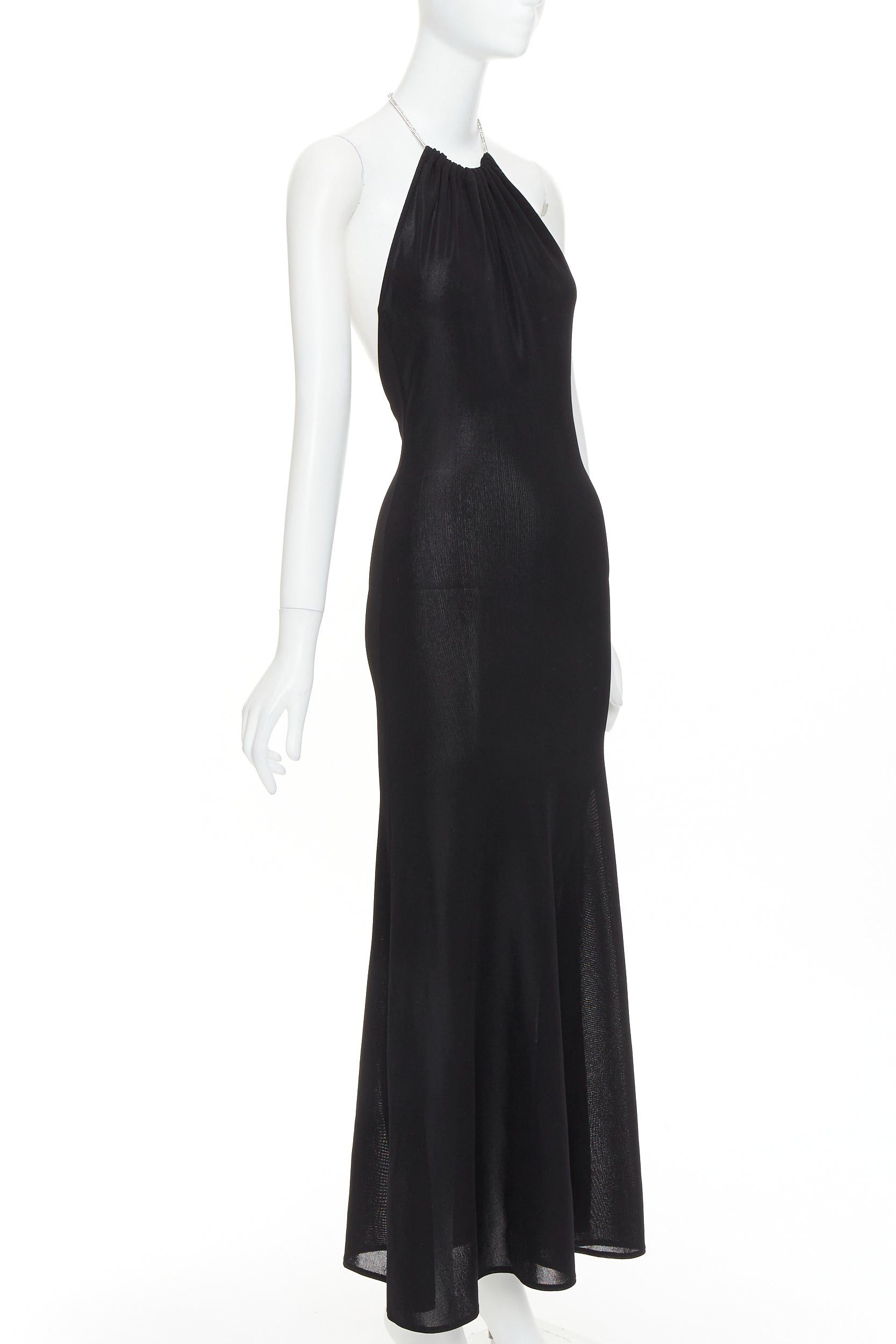 Alexandre Vauthier ALEXANDRE VAUTHIER black fine knit crystal encrusted rope halter tie open back dress Size S / US 4 / IT 40 - 1 Thumbnail